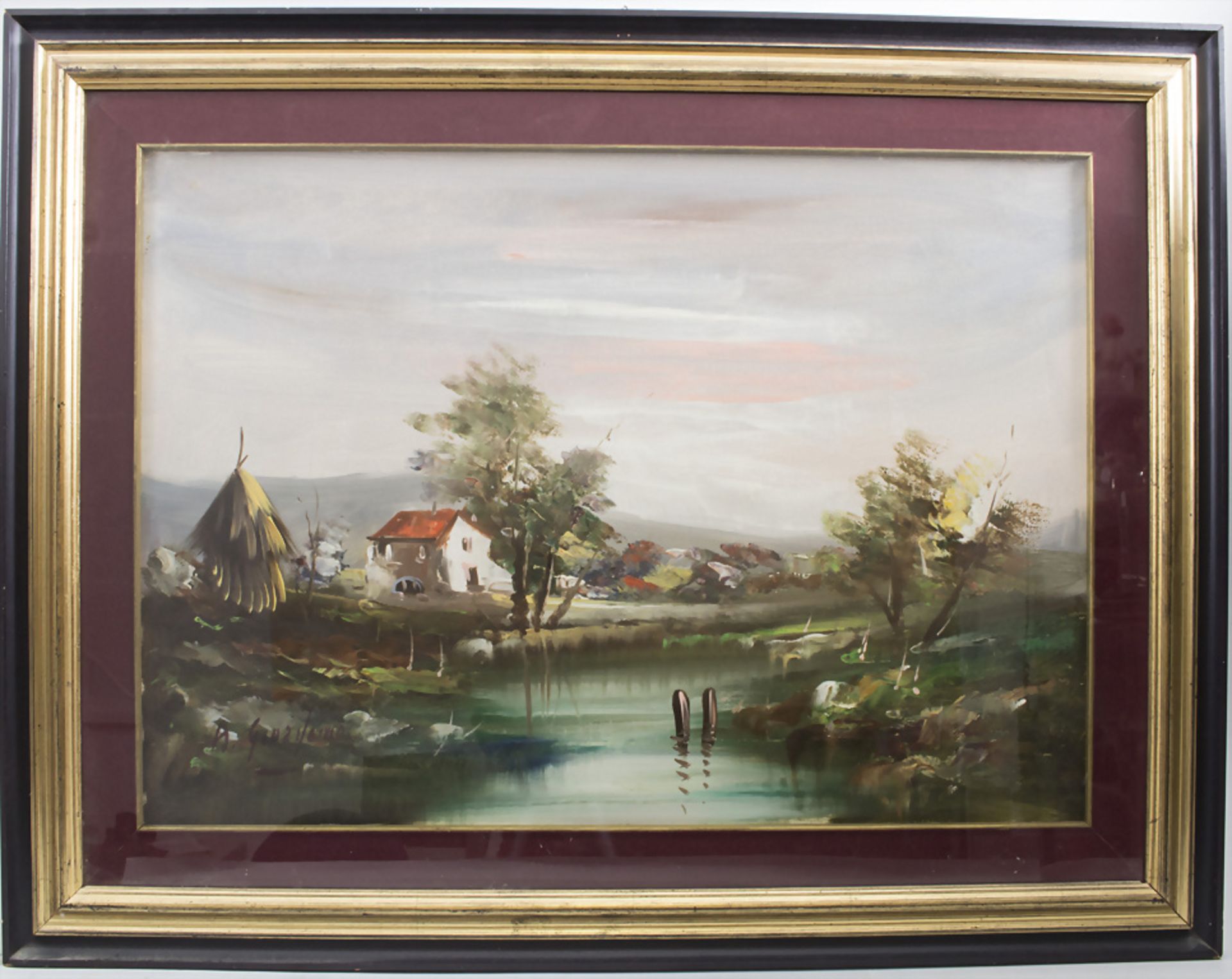 A. Grazilavio, 'Bauernhaus und Strohhütte am See' / 'A farmer's house and a straw hut at a ... - Image 2 of 4