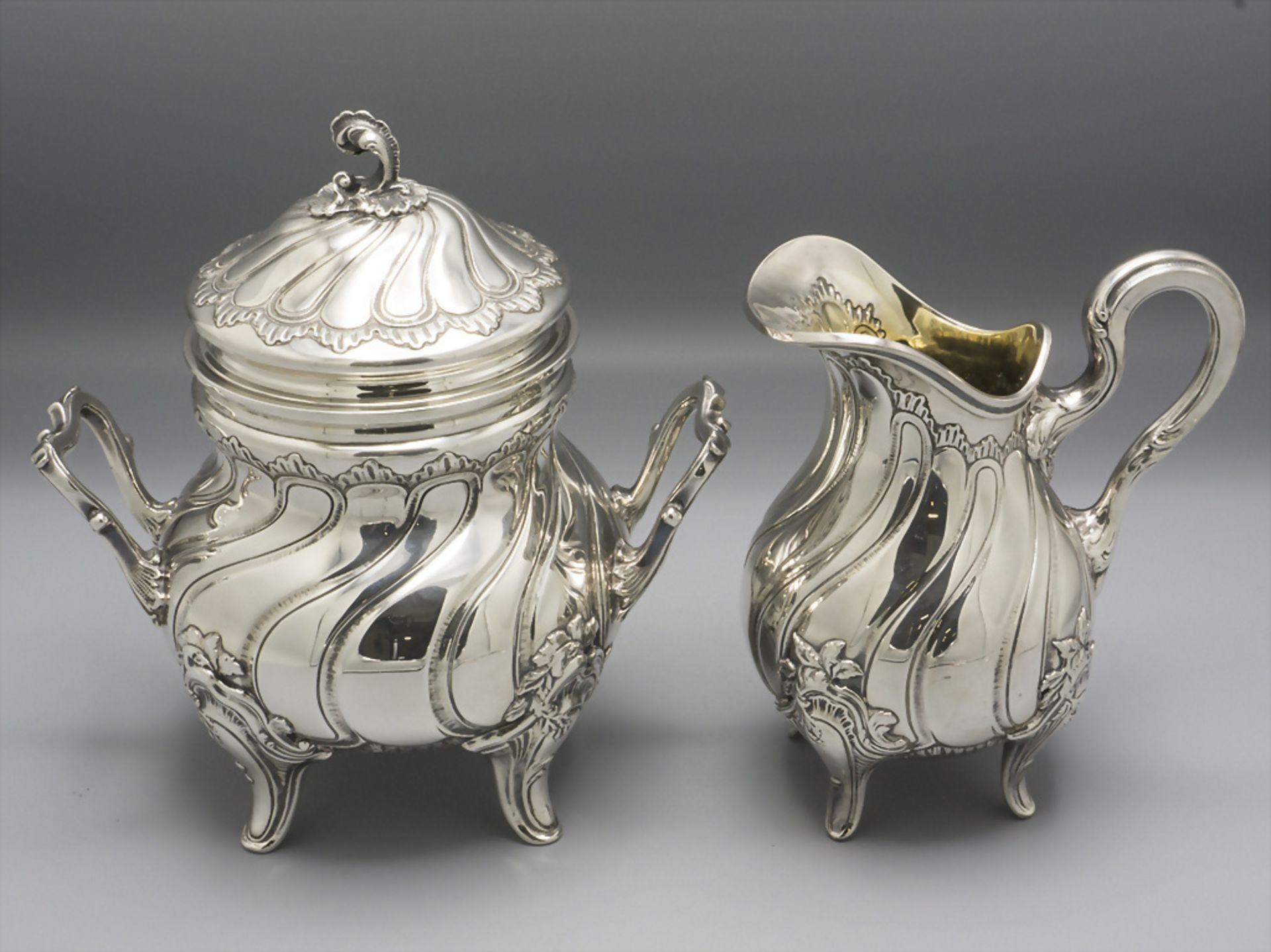 4-teiliger Kaffee- und Teekern / A 4-part silver tea and coffee set, Belgien, um 1900 - Bild 10 aus 10