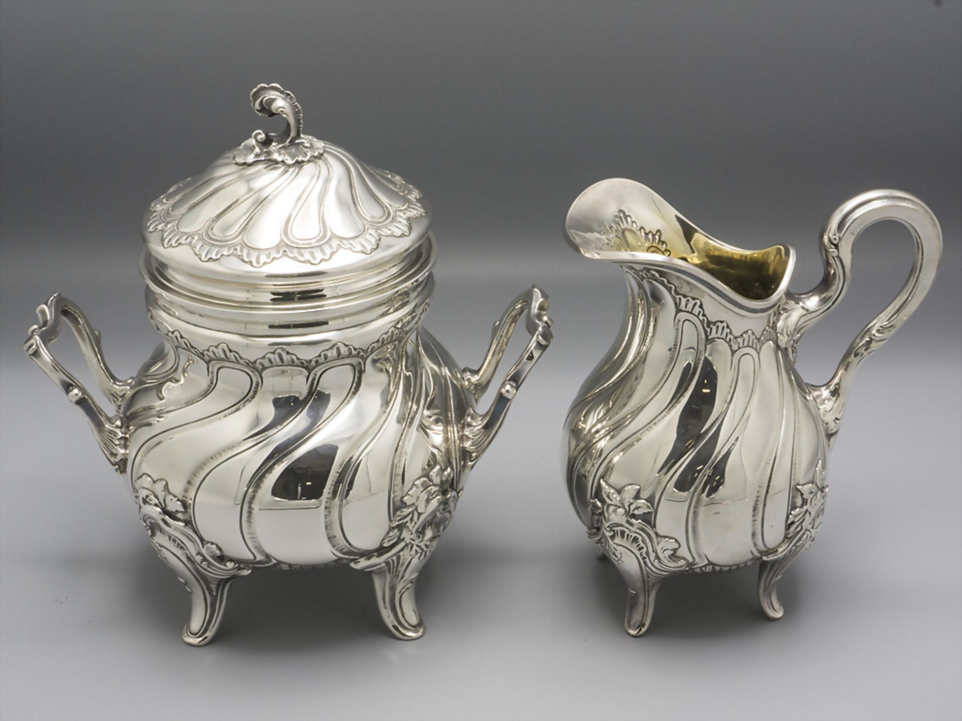 4-teiliger Kaffee- und Teekern / A 4-part silver tea and coffee set, Belgien, um 1900 - Image 10 of 10