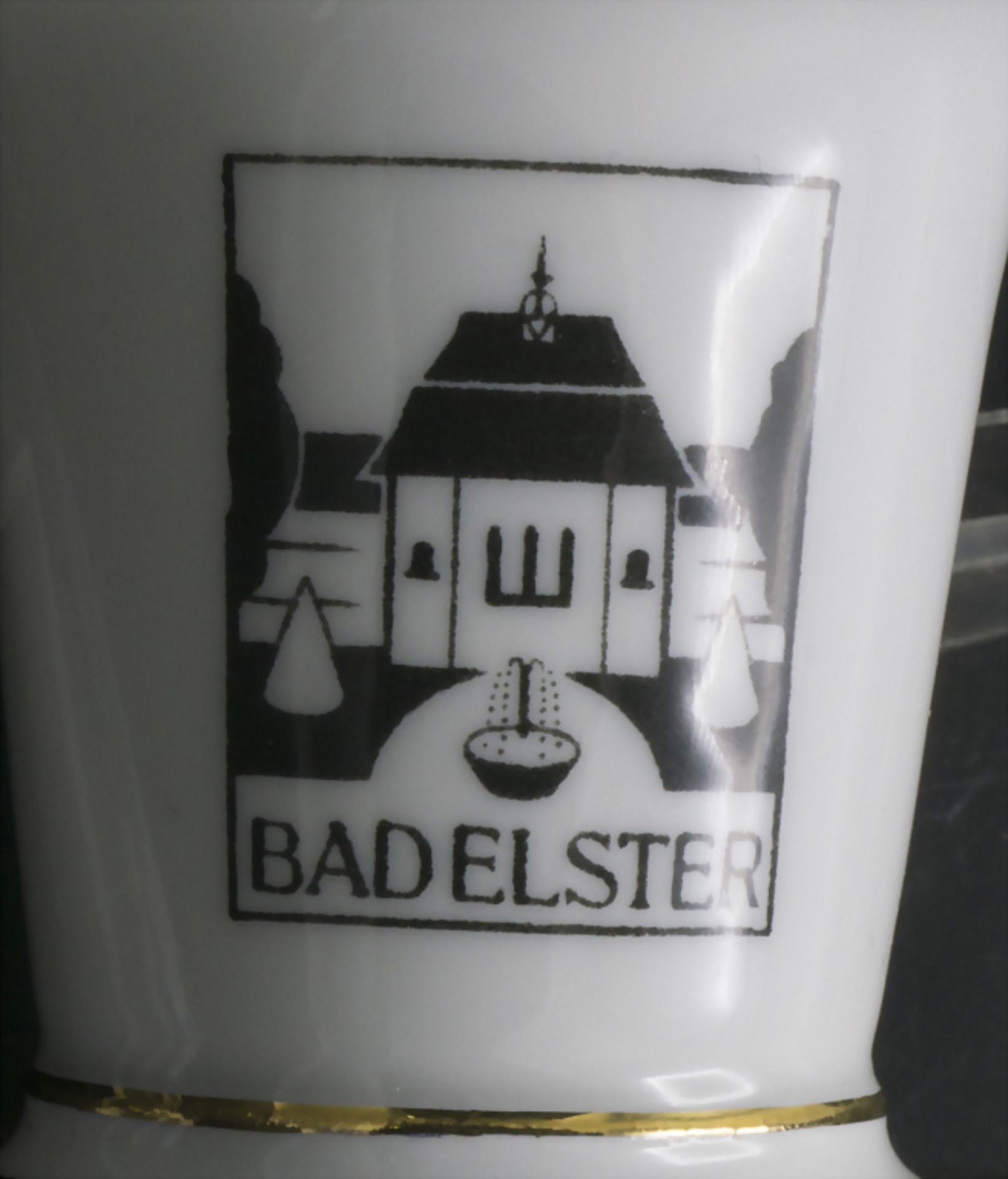 Andenkentasse / Mokkatasse mit Schwanenhenkel und Untertasse 'BAD ELSTER' / A souvenir mocha ... - Image 2 of 4