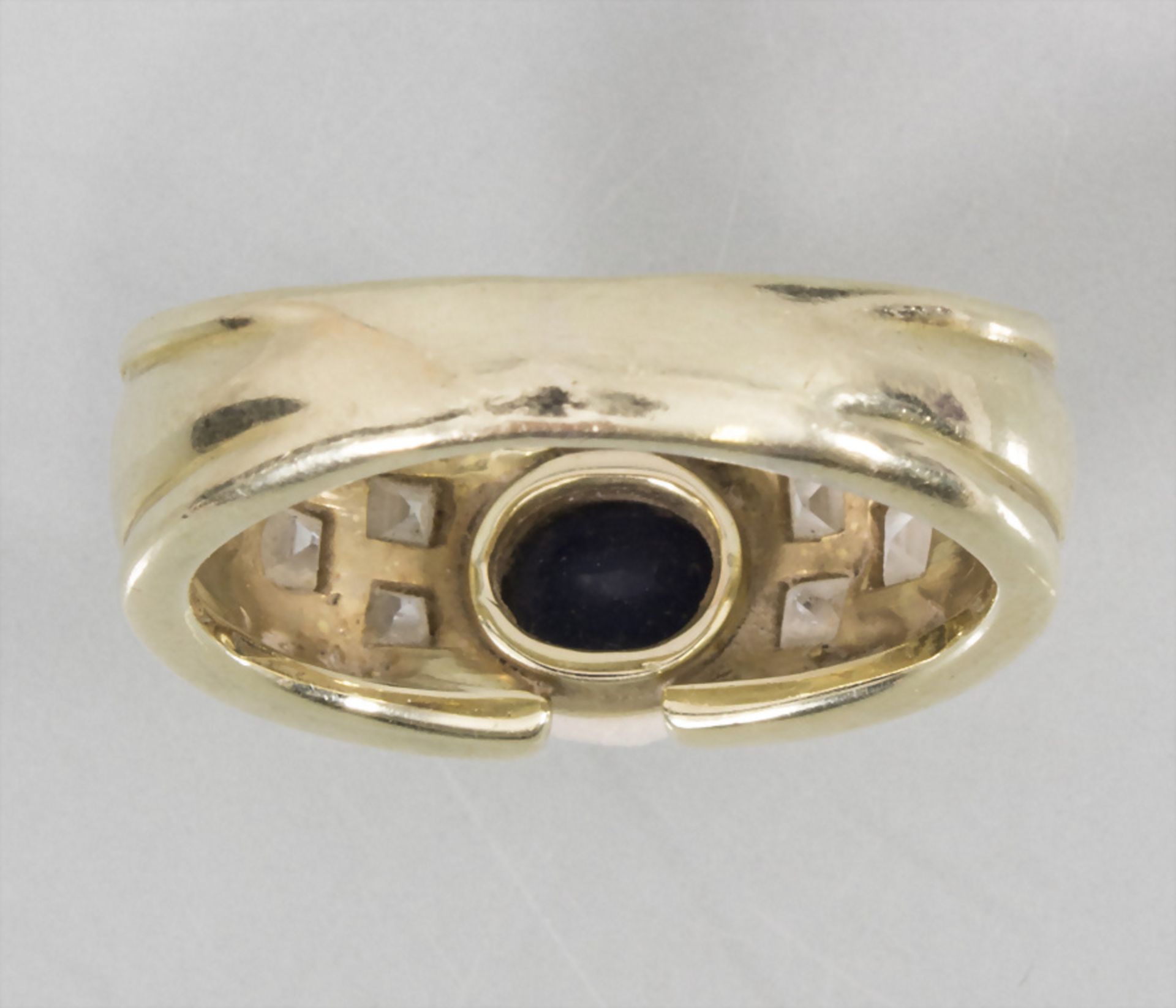 Damenring mit Saphir und Diamanten / A ladies 14k gold ring with sapphire and diamonds - Bild 4 aus 6