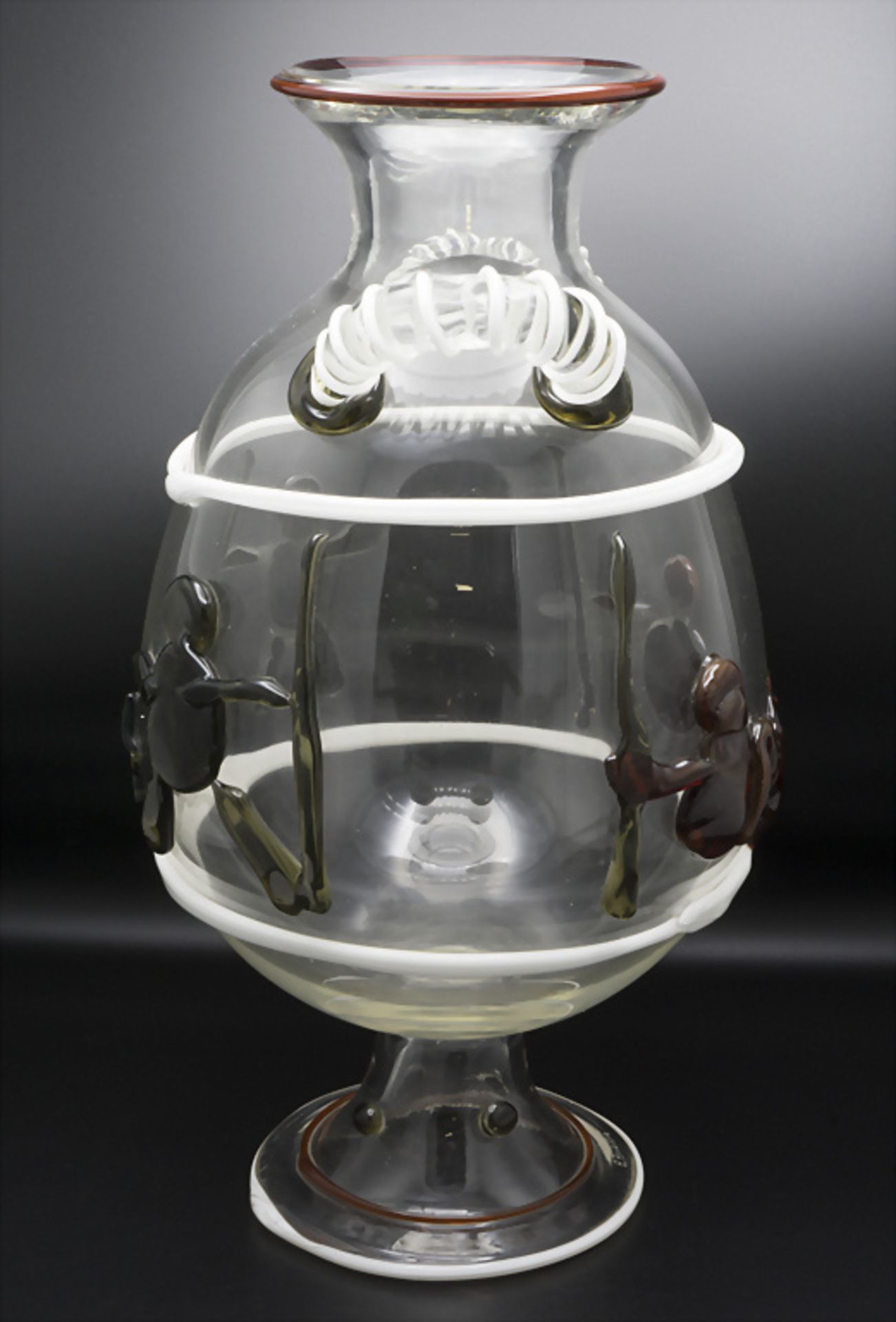 Große Glasziervase 'Stierkampf' / A large decorative glass vase 'bullfight', Murano, wohl ... - Image 4 of 8