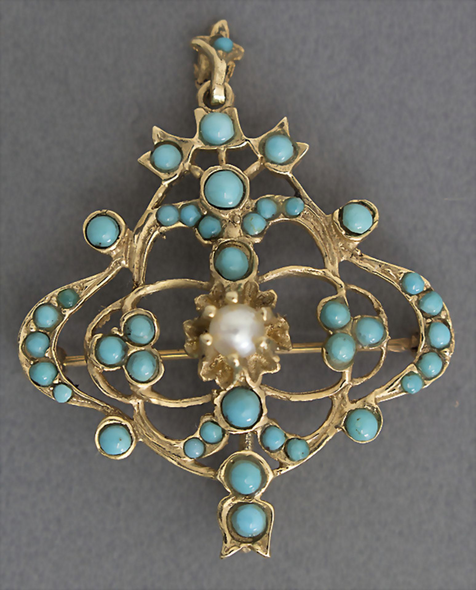 Brosche und Anhänger mit Türkise / A brooch and pendant with turquoise