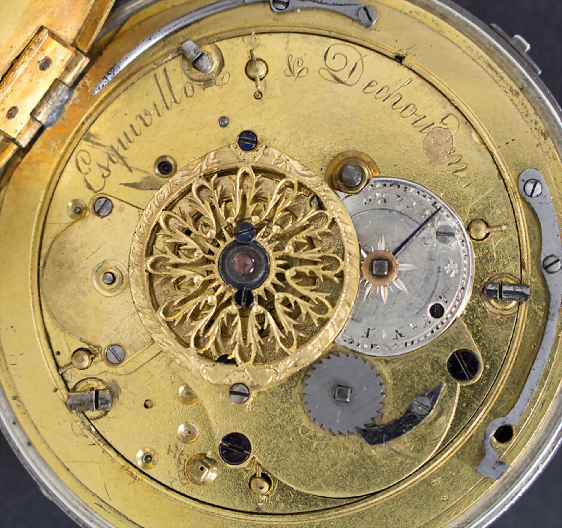 Taschenuhr mit 1/4 Std. Schlagwerk und Jacquemart Automat / A silver pocket watch with quarter ... - Image 5 of 11