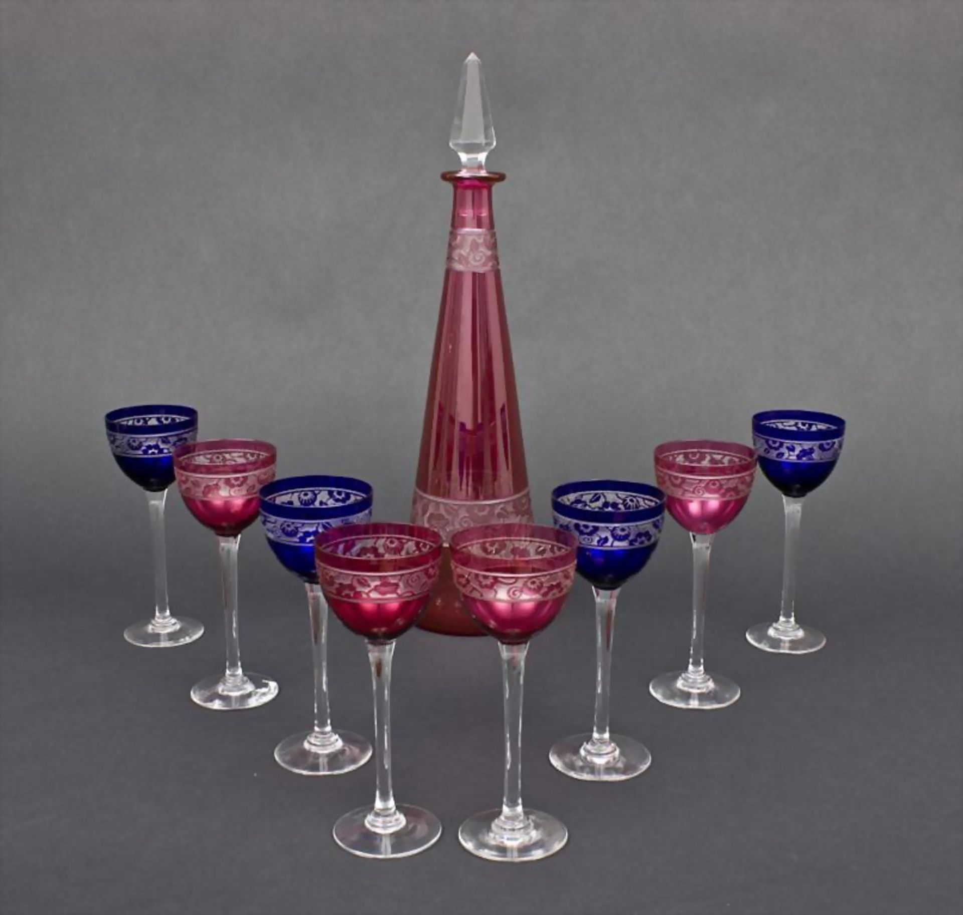 Art Déco-Likörset/Art Déco Liqueur Set, Cristallerie de Nancy, um 1925