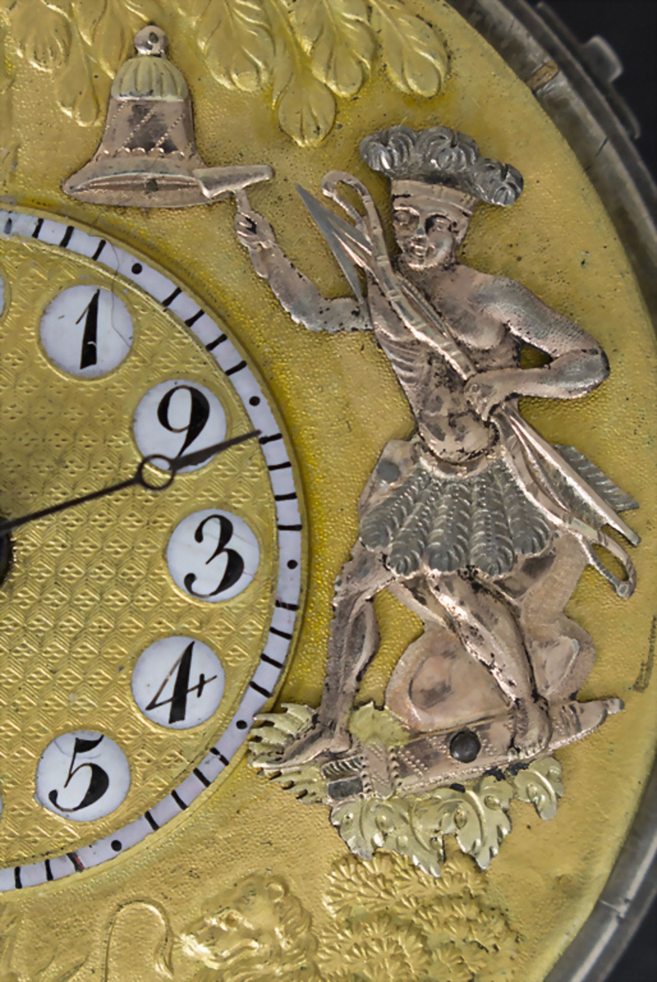 Taschenuhr mit 1/4 Std. Schlagwerk und Jacquemart Automat / A silver pocket watch with quarter ... - Image 4 of 11