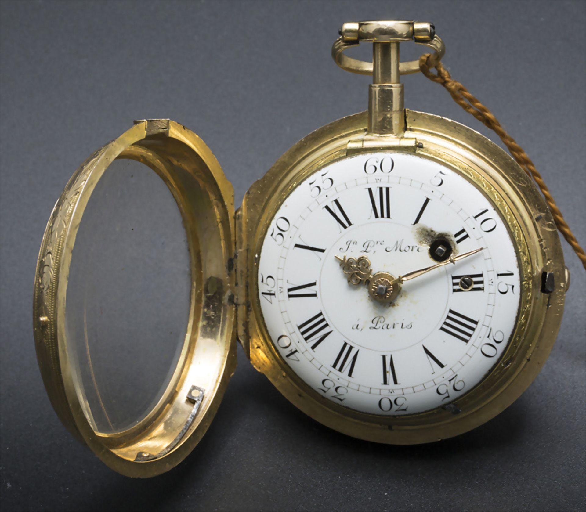 Offene Taschenuhr 1/4 Std. Repetition / A 18k gold open faced watch, Jean Pierre Moré à Paris, ... - Bild 2 aus 6
