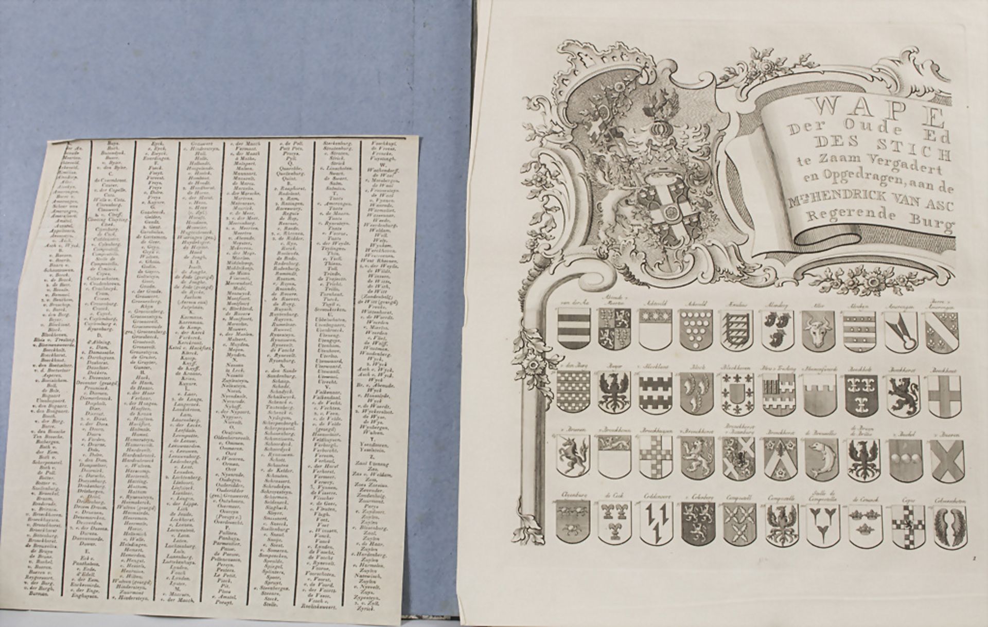 Heraldik, Mappe mit 9 Blättern, J. V. Hiltrop, 'Wape der Oude Ed Des Stich te Zaam Vergadert ... - Bild 2 aus 3