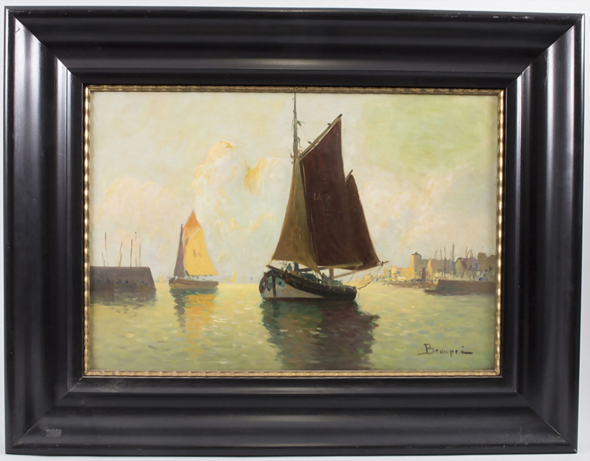 Bastien Beaupré (19./20. Jh.), 'Segelschiff im Hafen' / 'Sailing boat in a harbour', um 1900 - Bild 2 aus 7