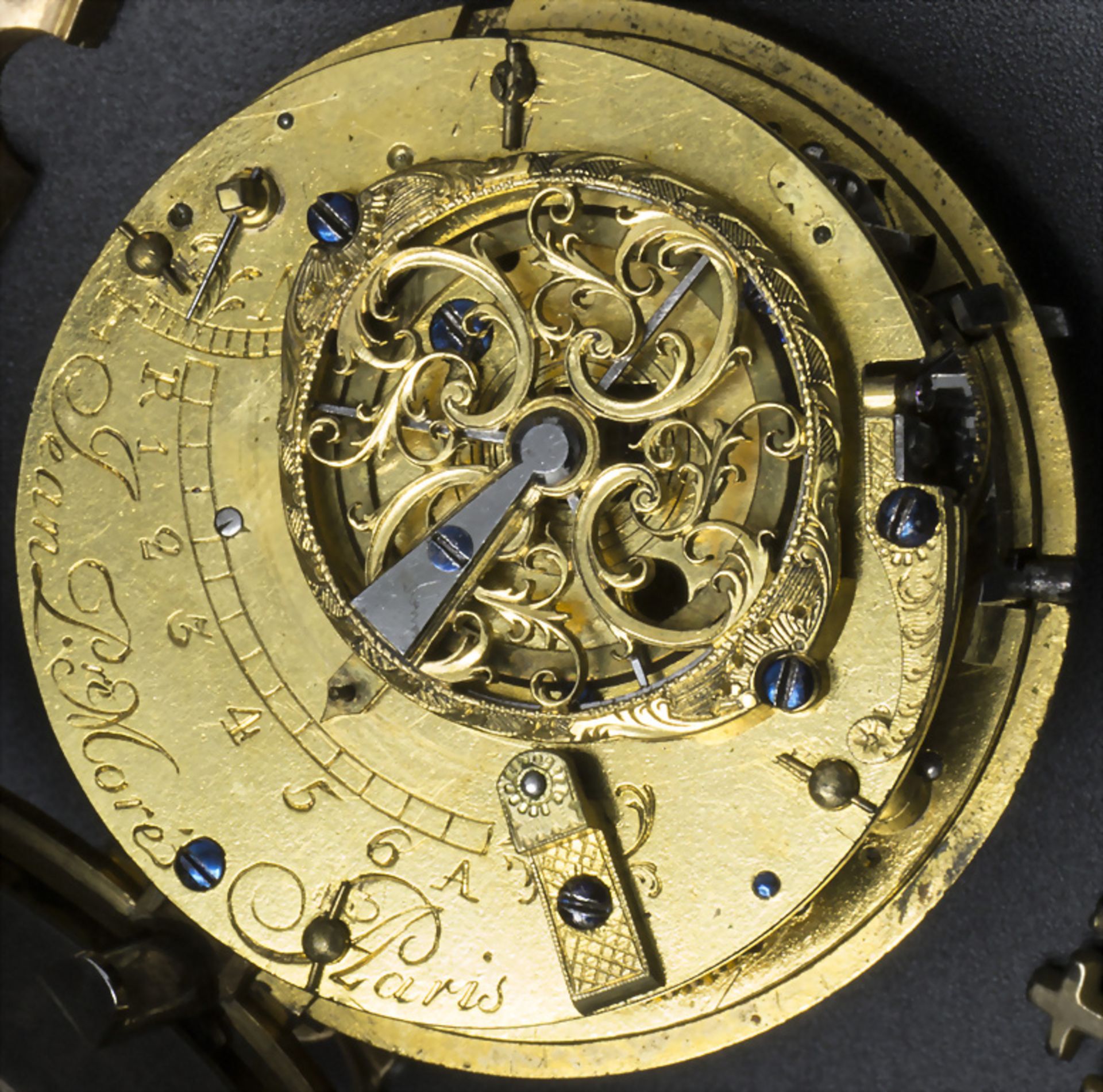 Offene Taschenuhr 1/4 Std. Repetition / A 18k gold open faced watch, Jean Pierre Moré à Paris, ... - Bild 5 aus 6