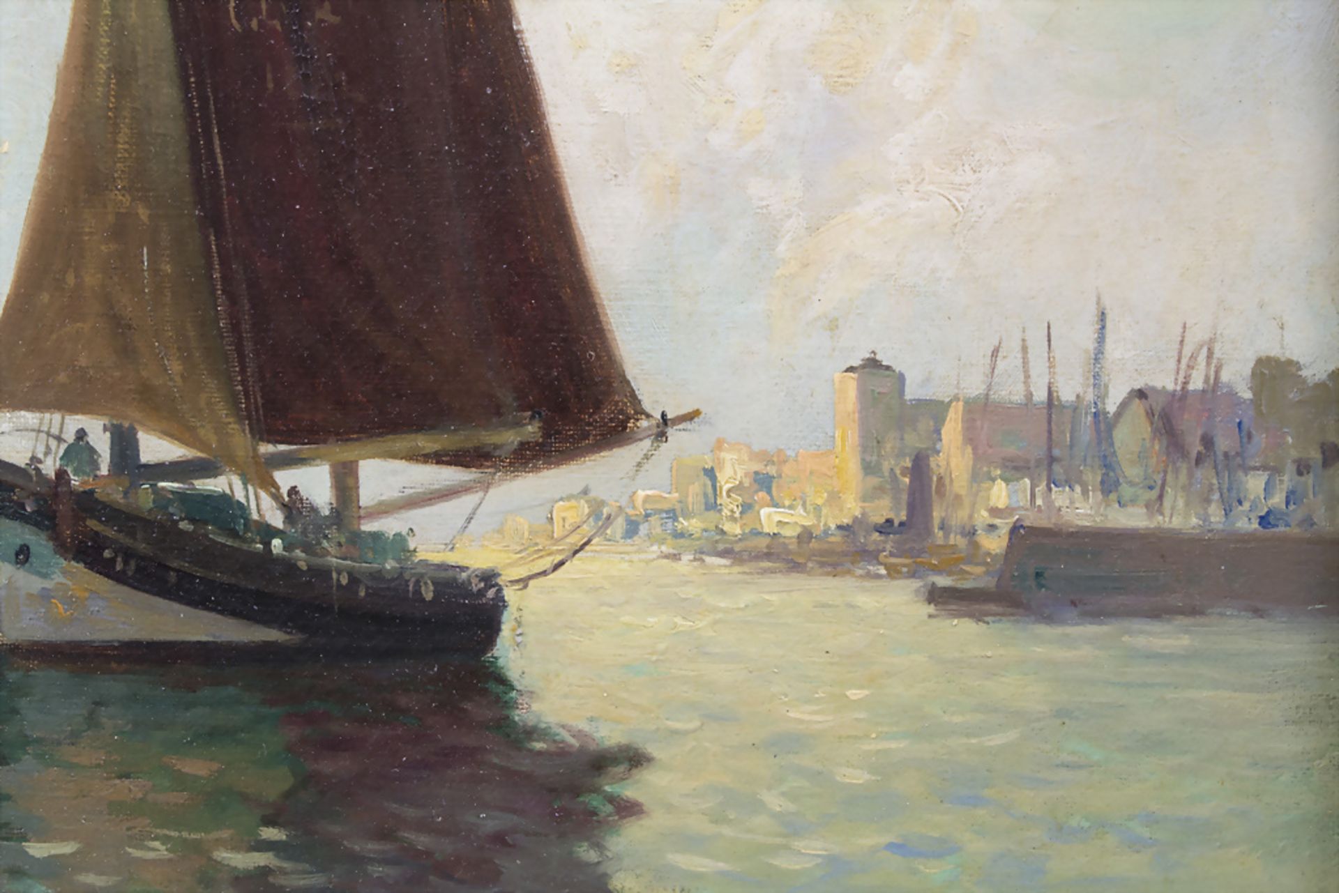 Bastien Beaupré (19./20. Jh.), 'Segelschiff im Hafen' / 'Sailing boat in a harbour', um 1900 - Bild 4 aus 7