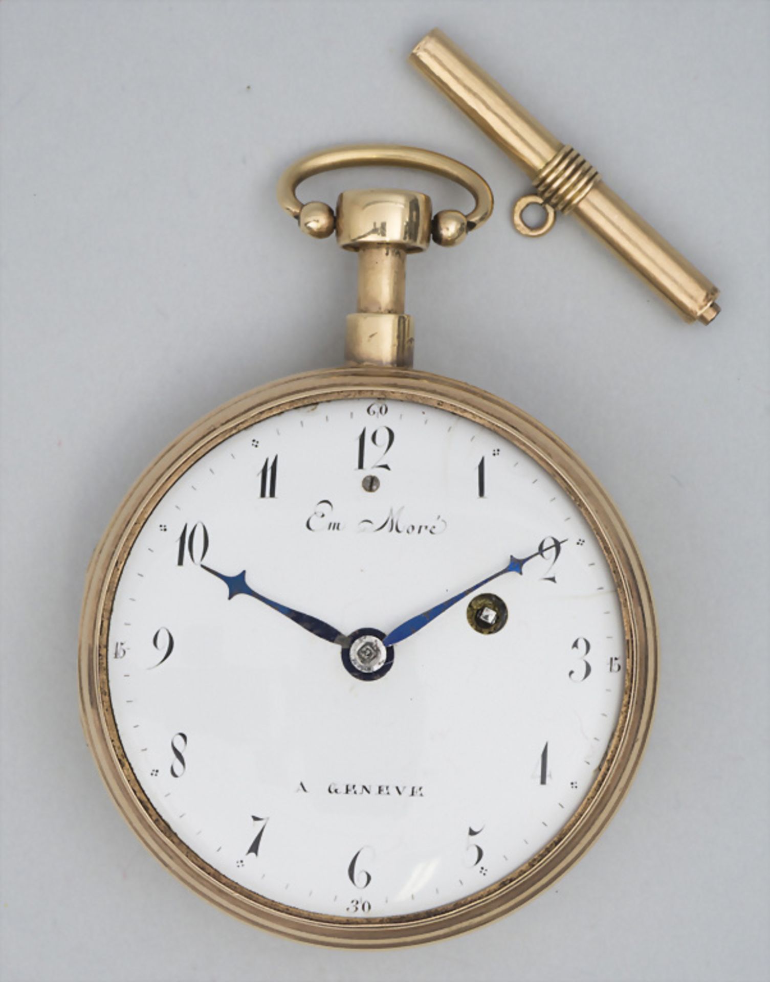 Offene Taschenuhr / An 18k gold open faced watch, Emile Moré à Geneve, Genf, um 1800 - Image 2 of 5