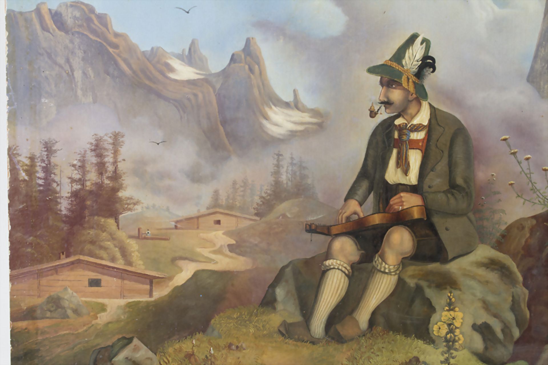 Ludwig Halauska (1827-1882), 'Gebirgslandschaft mit Zitherspieler' / 'A mountain landscape ... - Bild 2 aus 4