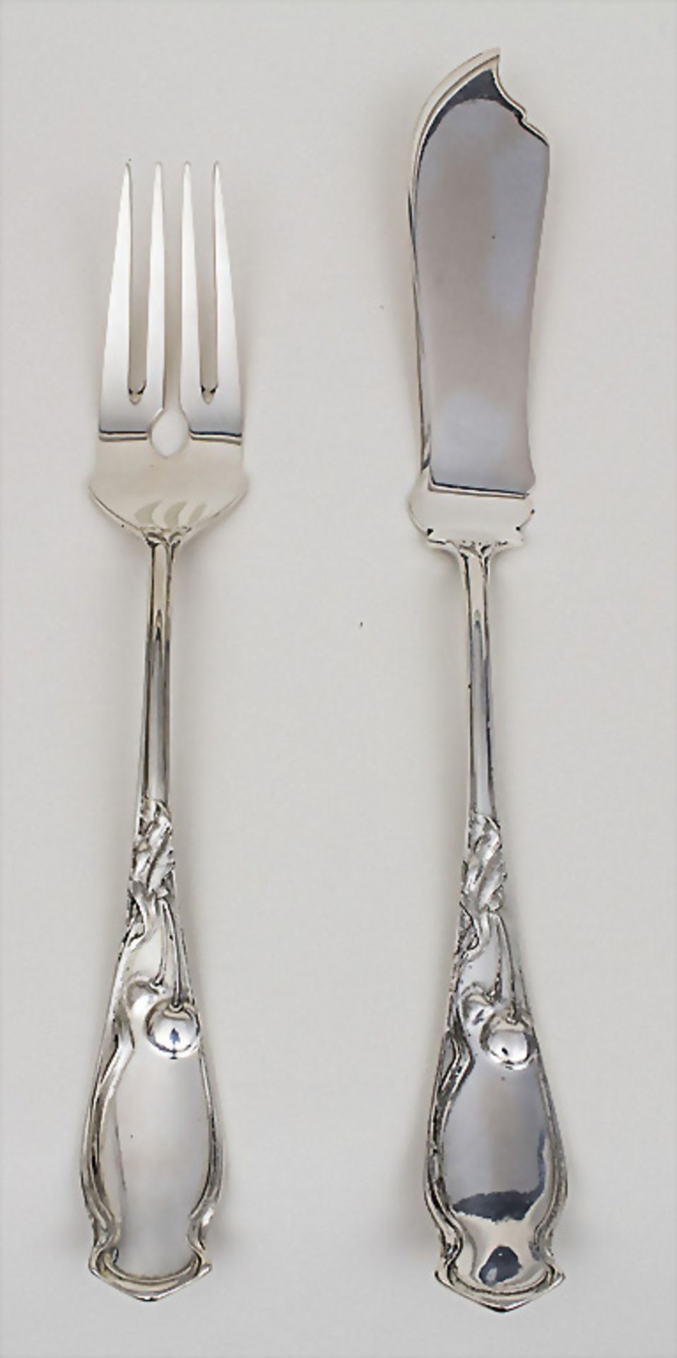 Jugendstil Fischbesteck / A 26 pieces Art Nouveau fish cutlery, Franz Bahner, Düsseldorf, um 1920 - Image 2 of 5