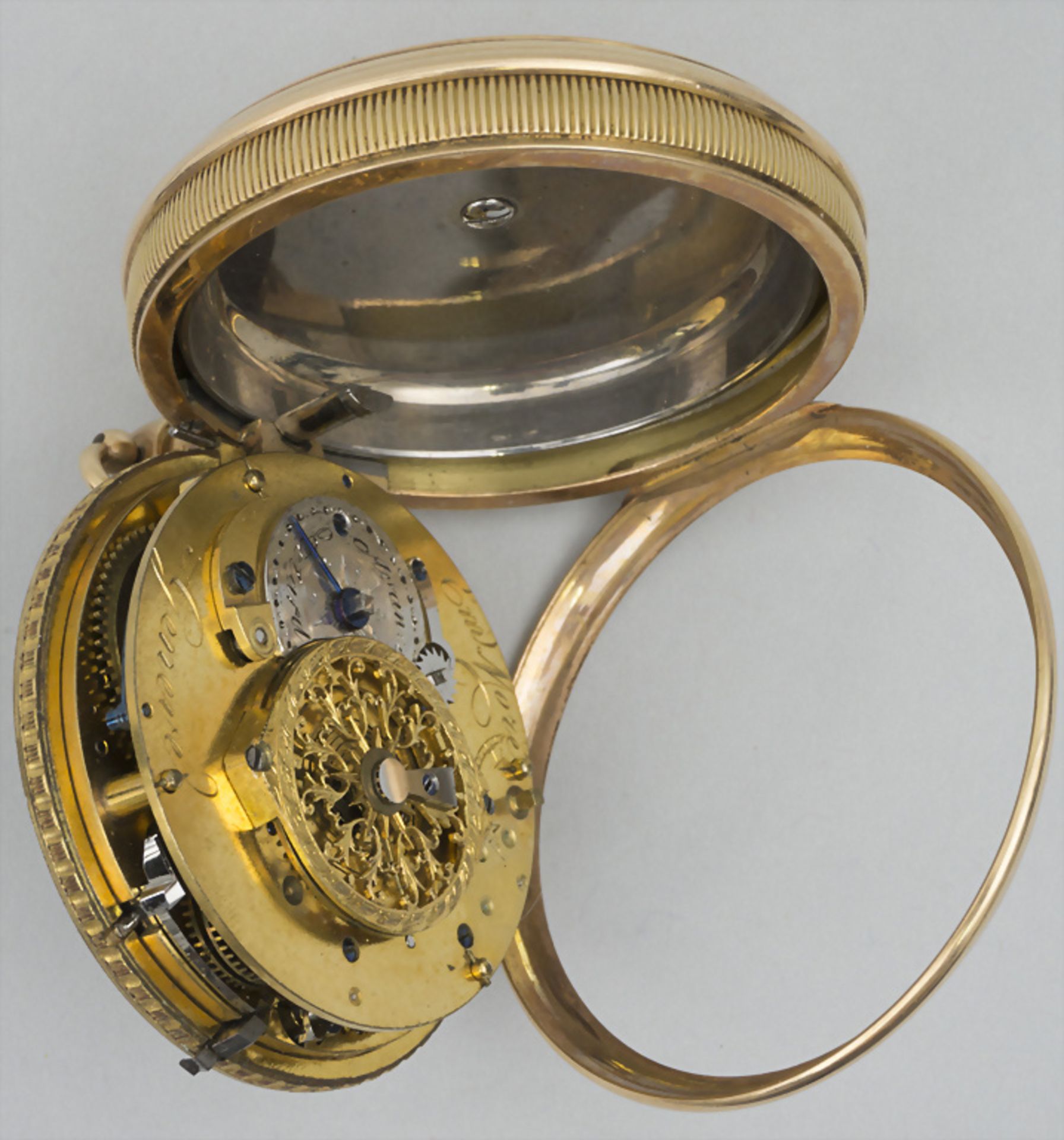 Offene Taschenuhr / An 18k gold open faced watch, Emile Moré à Geneve, Genf, um 1800 - Bild 3 aus 5