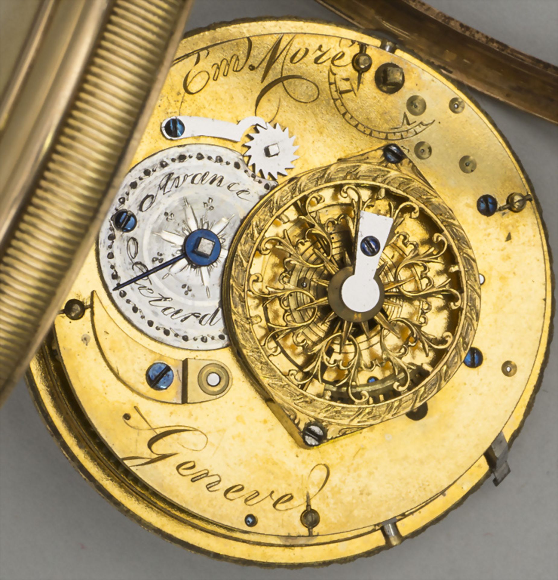 Offene Taschenuhr / An 18k gold open faced watch, Emile Moré à Geneve, Genf, um 1800 - Bild 4 aus 5