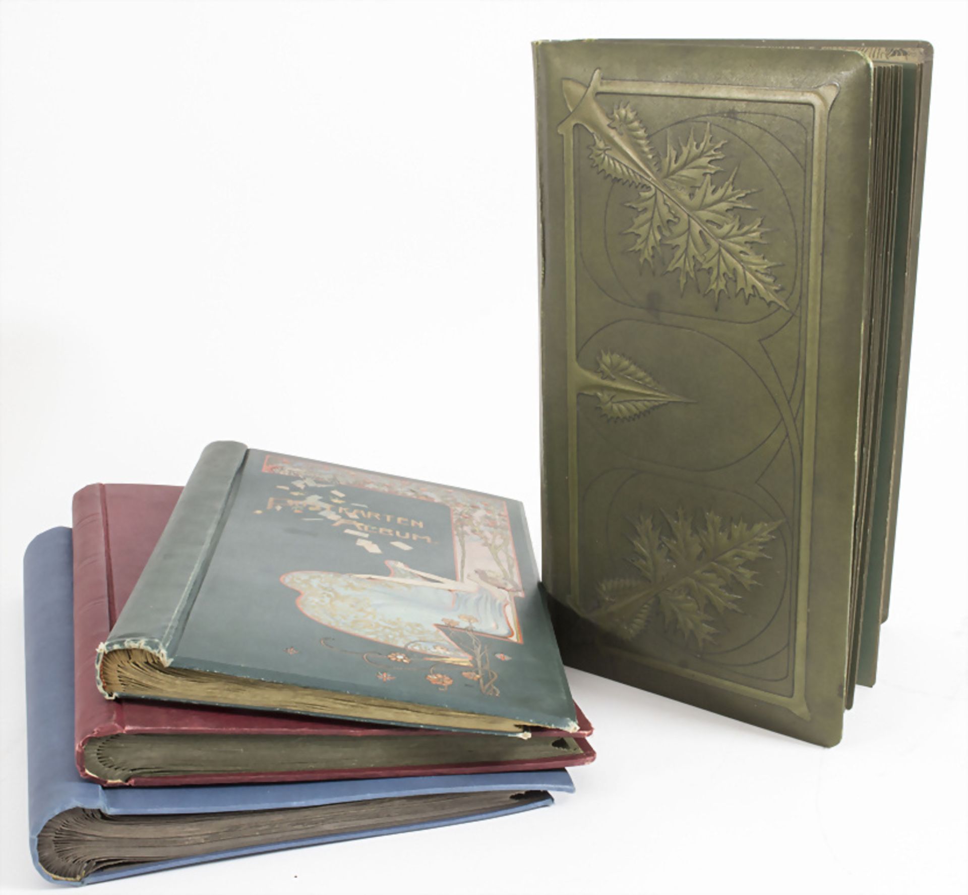 4 Postkarten Alben / A set of four postcard albums, um 1900