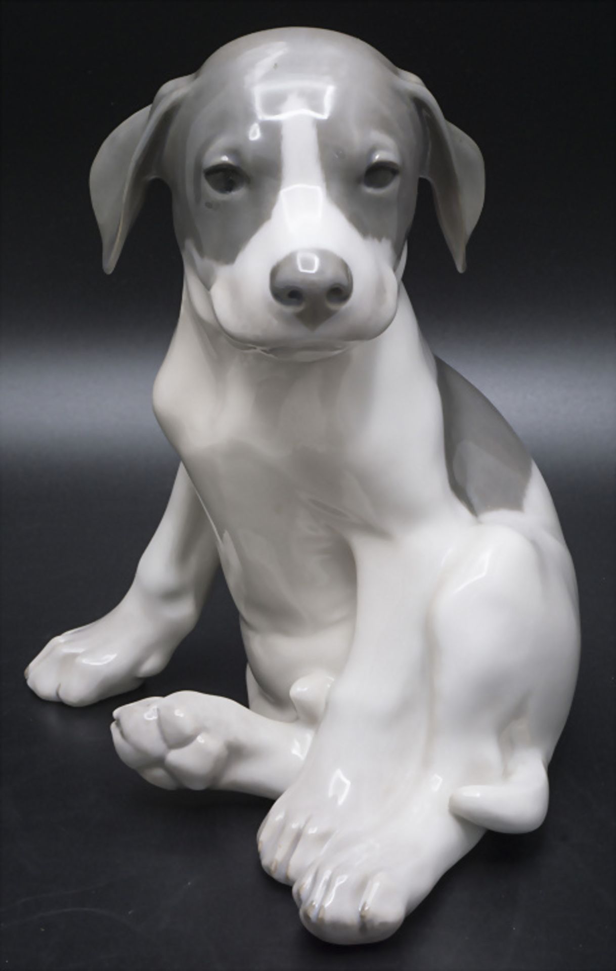 Großer Pointer Welpe / A large sitting pointer puppy, Eric Nielsen, Royal Copenhagen, 1924-1934