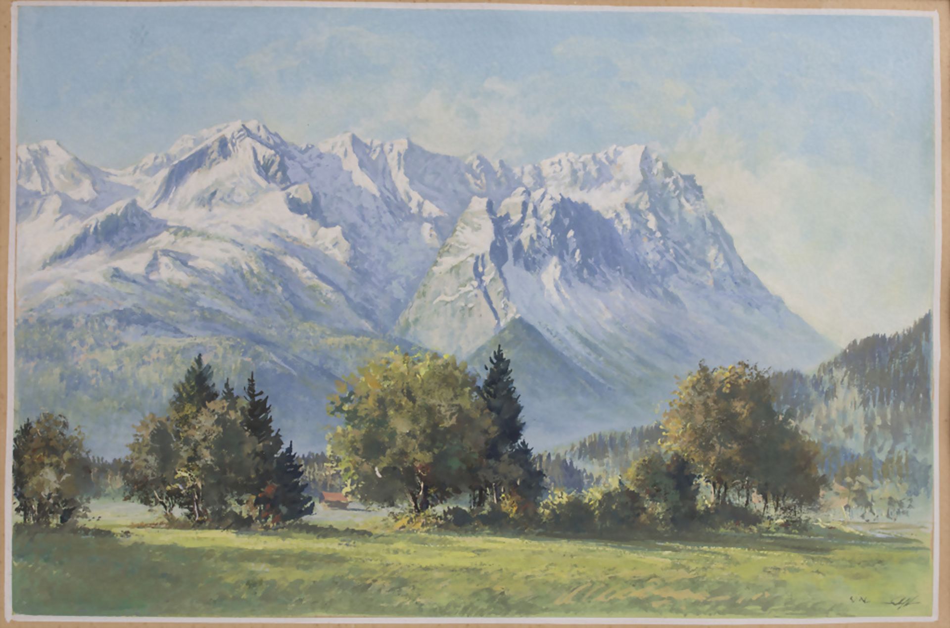 Blick auf Zugspitzmassiv / View on the Zugspitze, unleserlich signierender Künstler, Mitte 20. Jh.