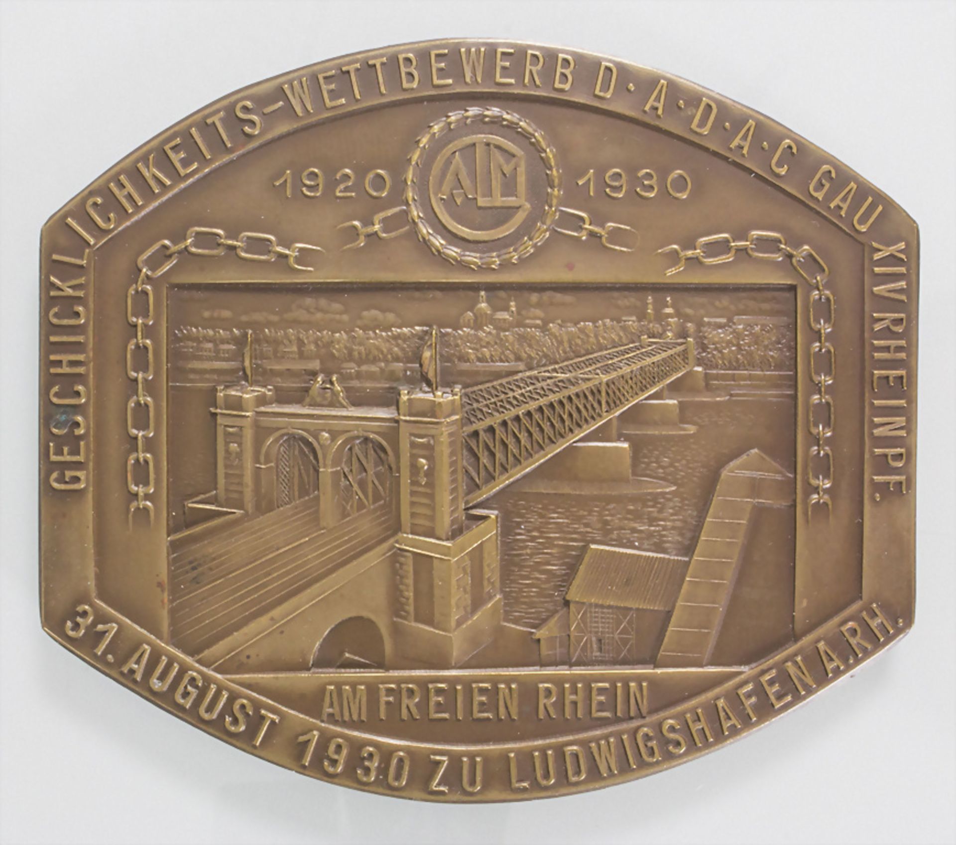 Plakette 'Geschicklichkeits-Wettbewerb ADAC Gau Rheinpfalz - Ludwigshafen', 1930