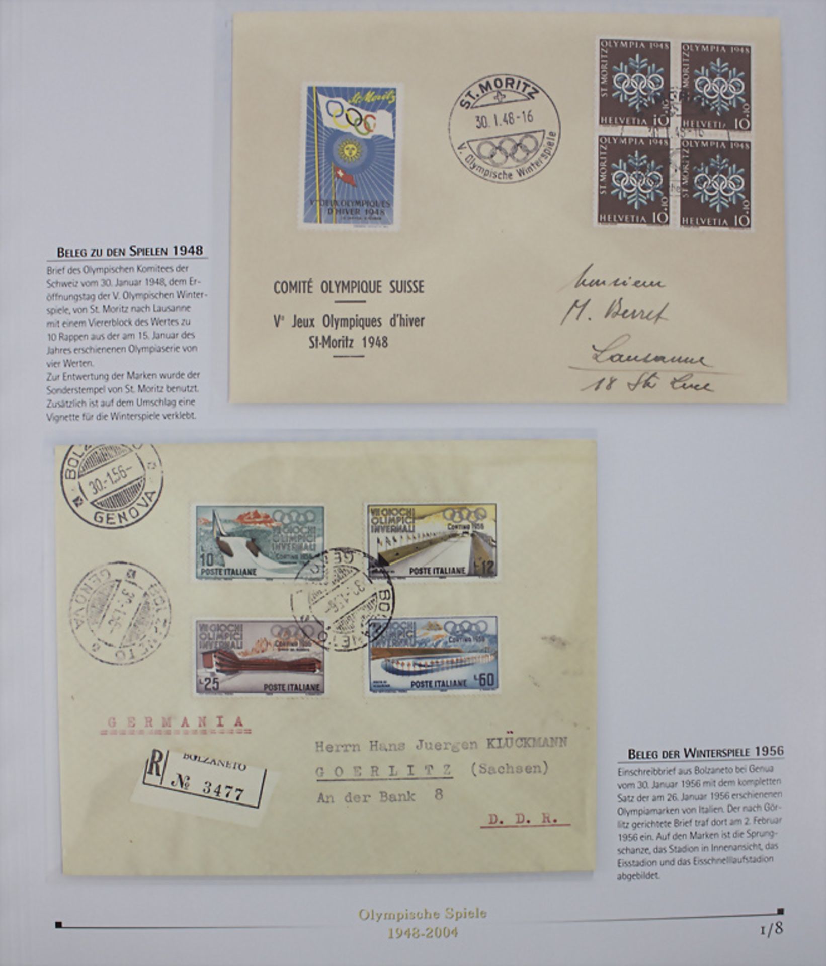 Briefmarken-Themensammlung 'Olympische Spiele 1948-2004'