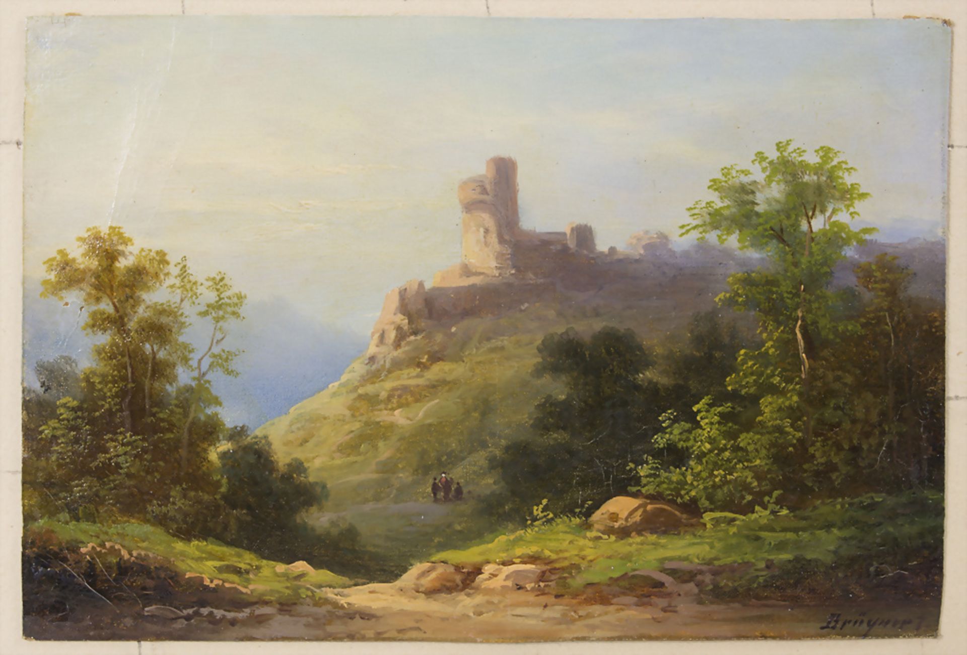 Cölestin Brügner (1824-1887), 'Landschaft mit Burgruine und Personenstaffage', 19. Jh.