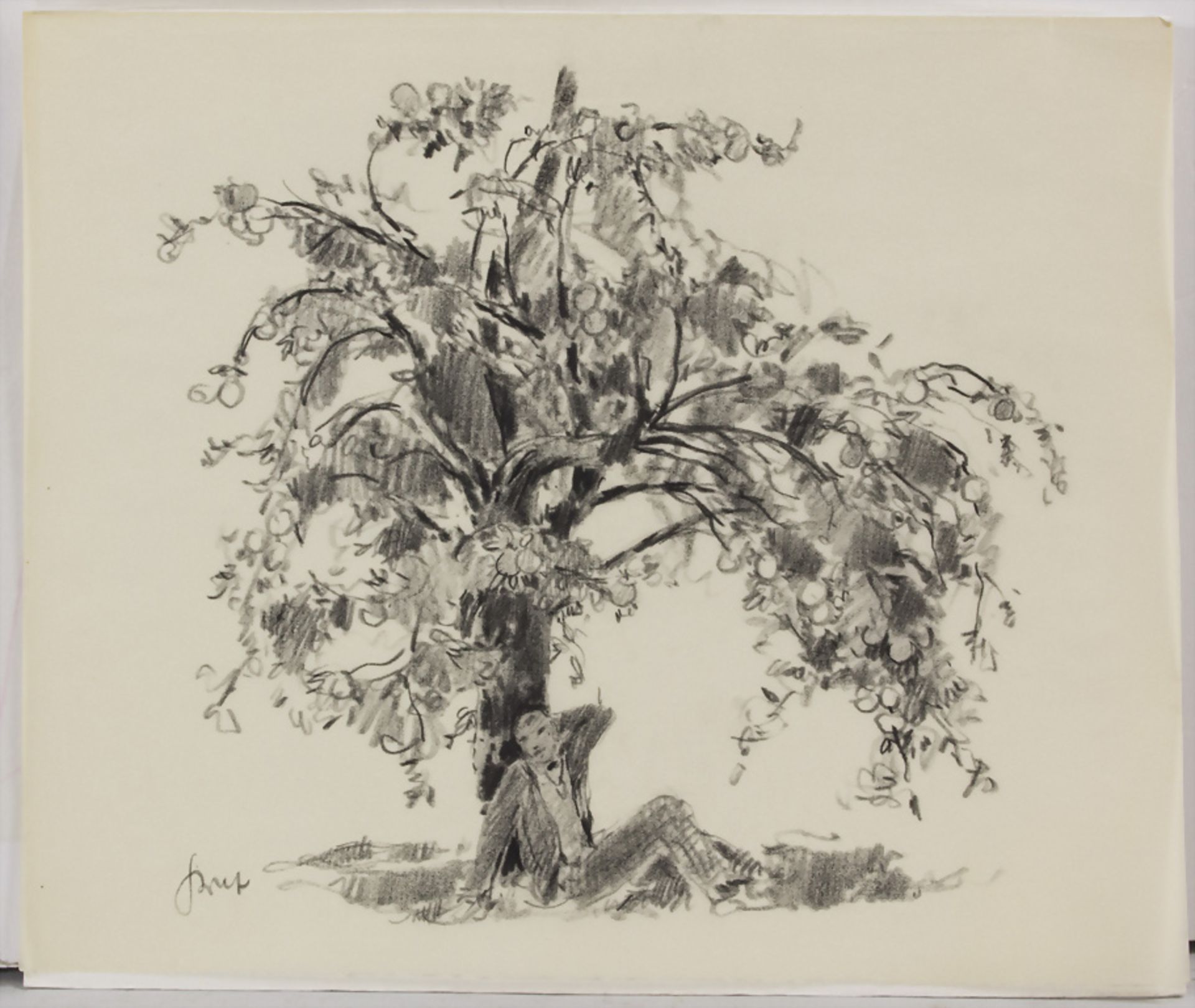 Pfälzer Künstler, Karl Graf (1902-1986), Mann unter Apfelbaum / A man under an apple tree, 20. Jh.