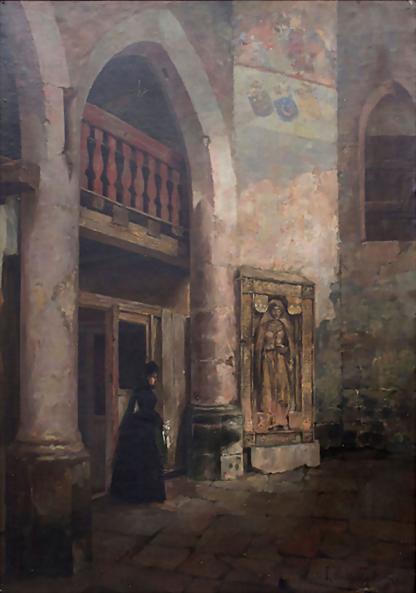 Ludwig Zorn (1865-1921), 'Innenraum einer Kathedrale mit Figurenstaffage' / 'An interior of a ...