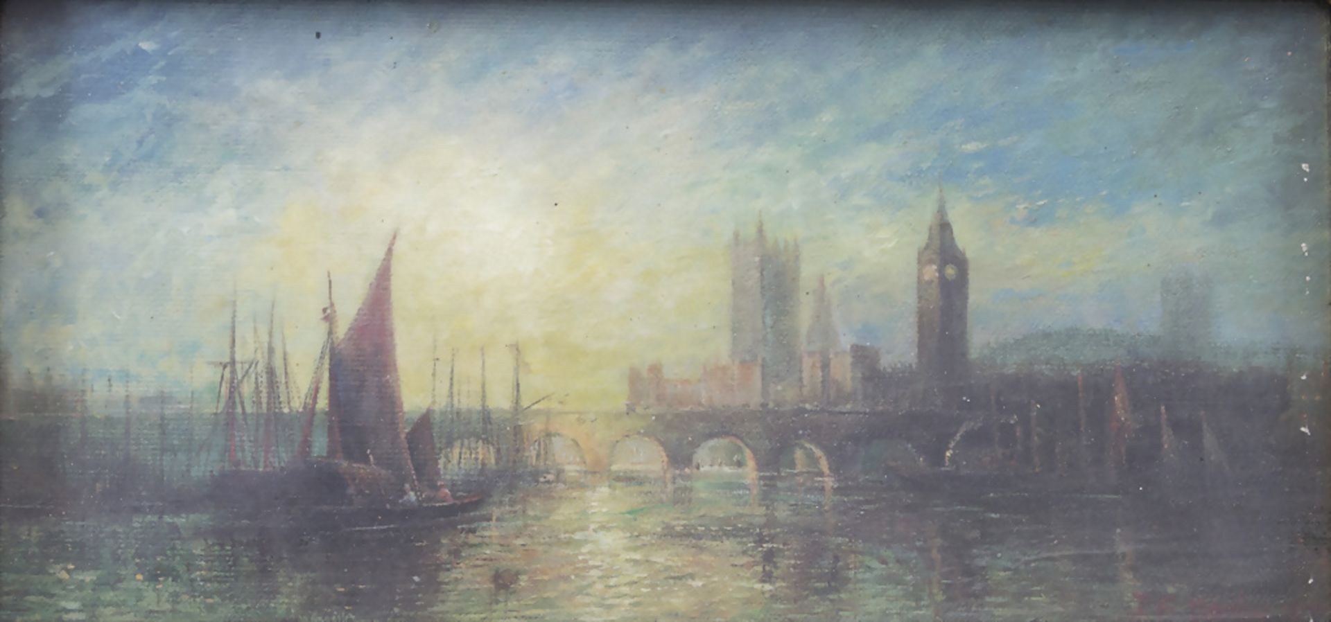 James Francis Danby (1816-1875), 'Blick auf Themse mit Westminsterbrücke und Parlament' / ...