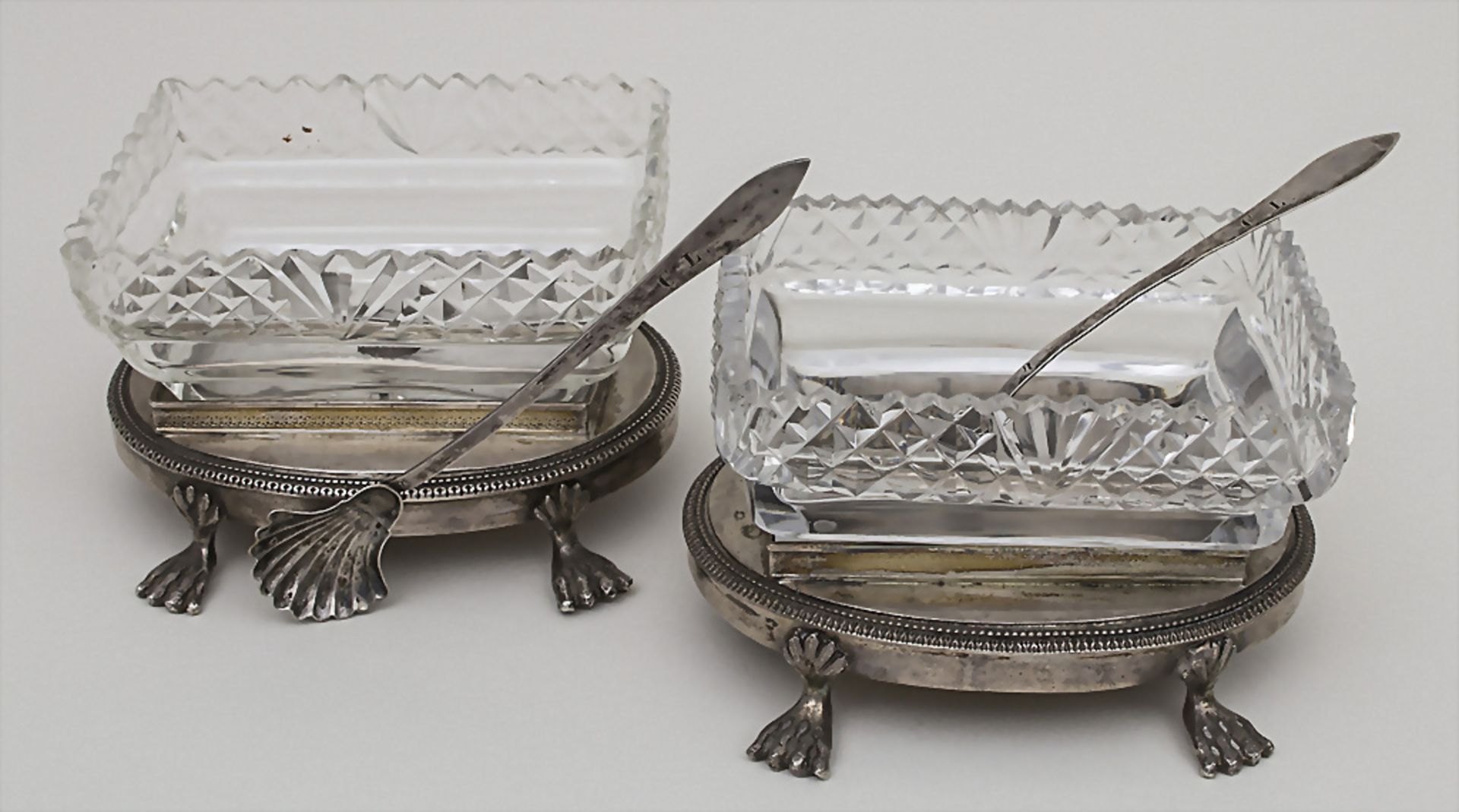 Empire Salieren mit Löffeln / A pair of open salts with spoons, Vienne-Poitiers, 1809-1809