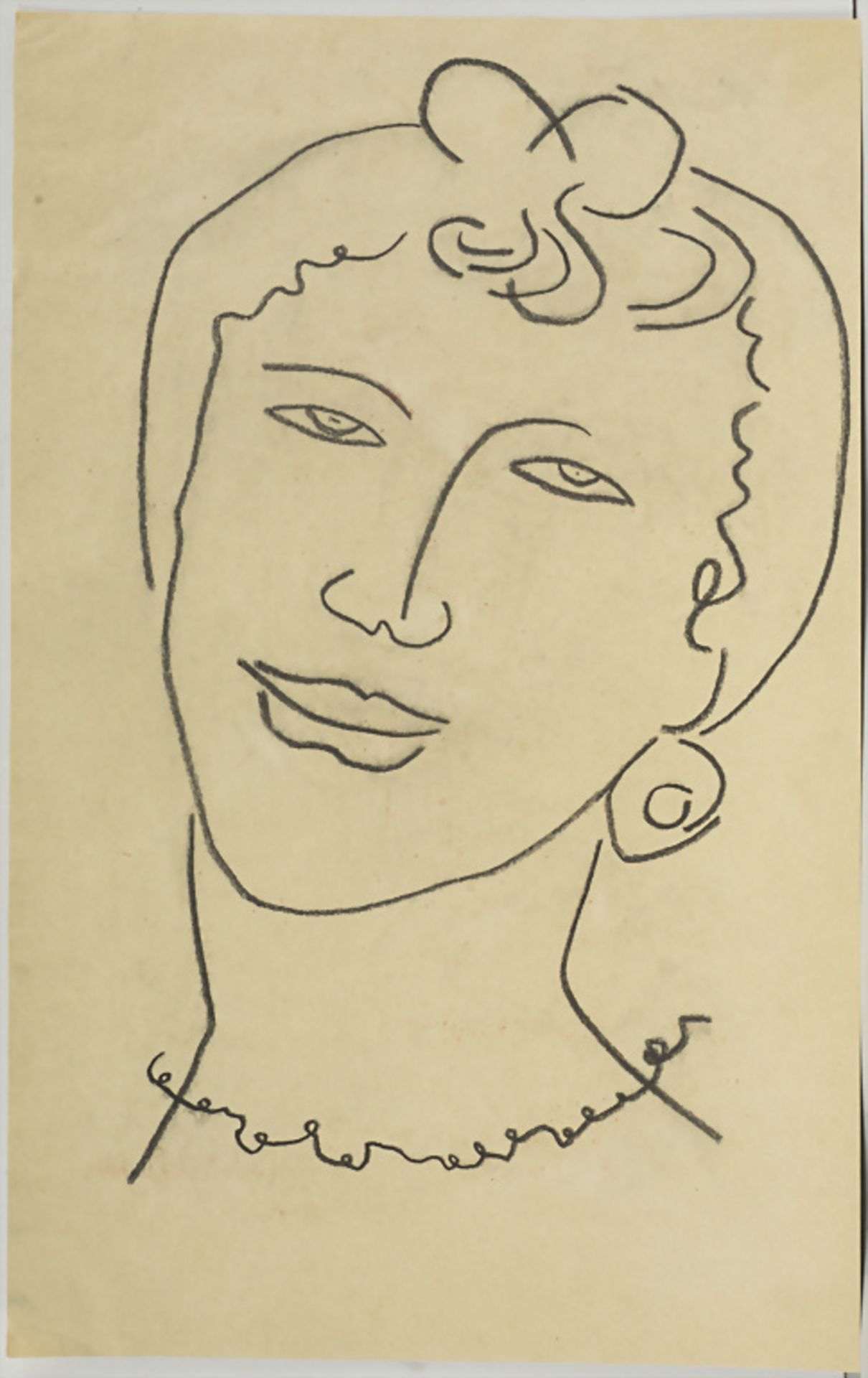Unbekannter Künstler des 20. Jh., 'Frauenkopf mit Ohrring' / 'A woman's head with earring', 20. Jh.