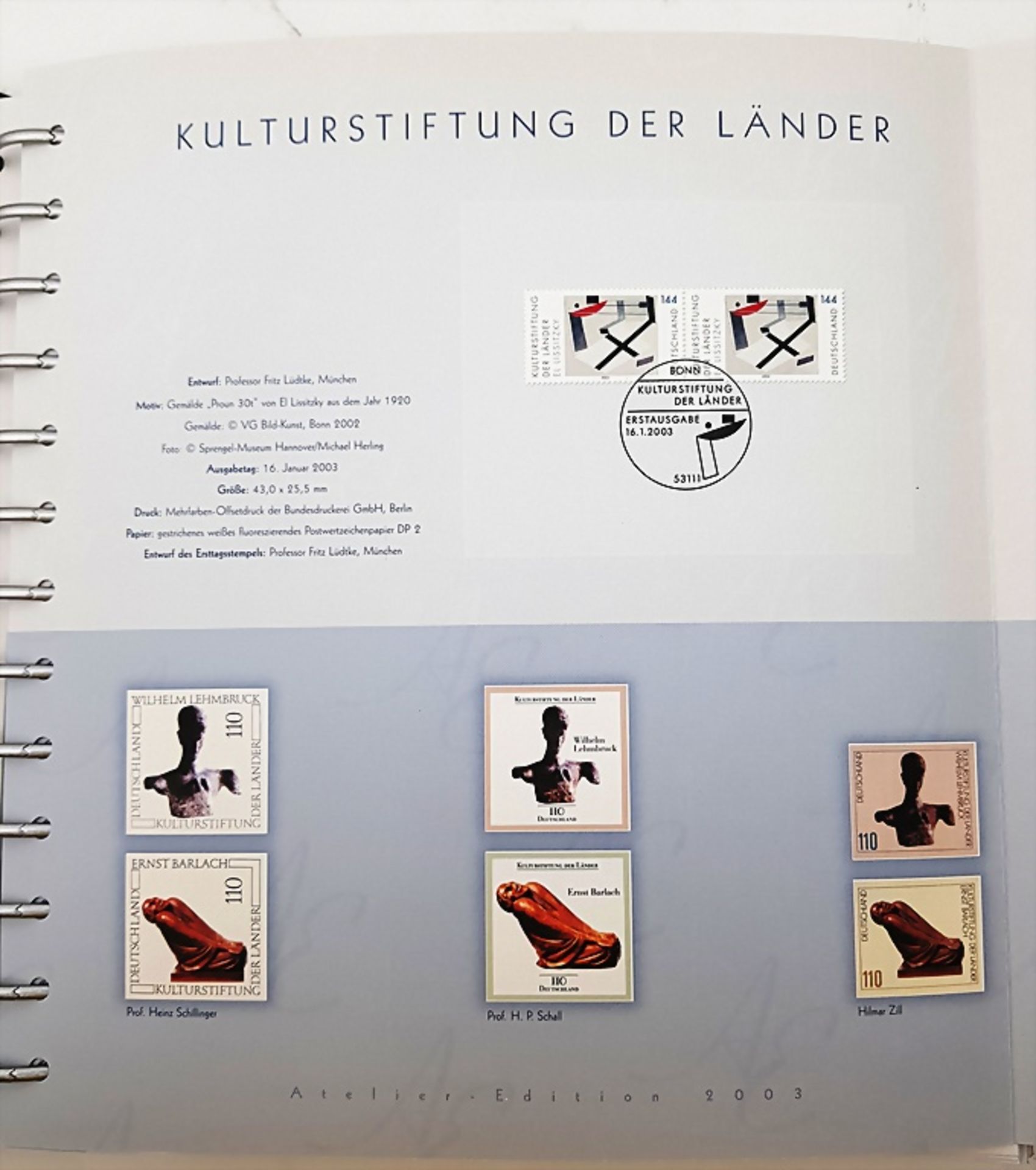 BRD Briefmarken 2003 'Atelier Edition', Deutsche Post