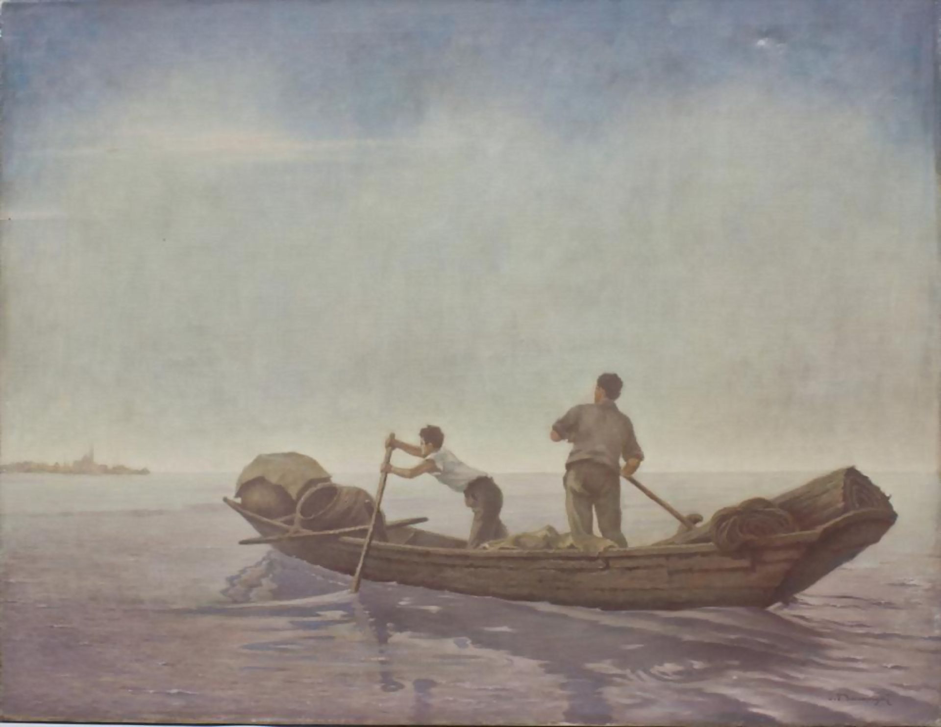 Fährleute am Balaton/Ferrymen At The Lake Balaton, Lörincz Gusztáv von Baranya (Pécs 1886-1938 ...