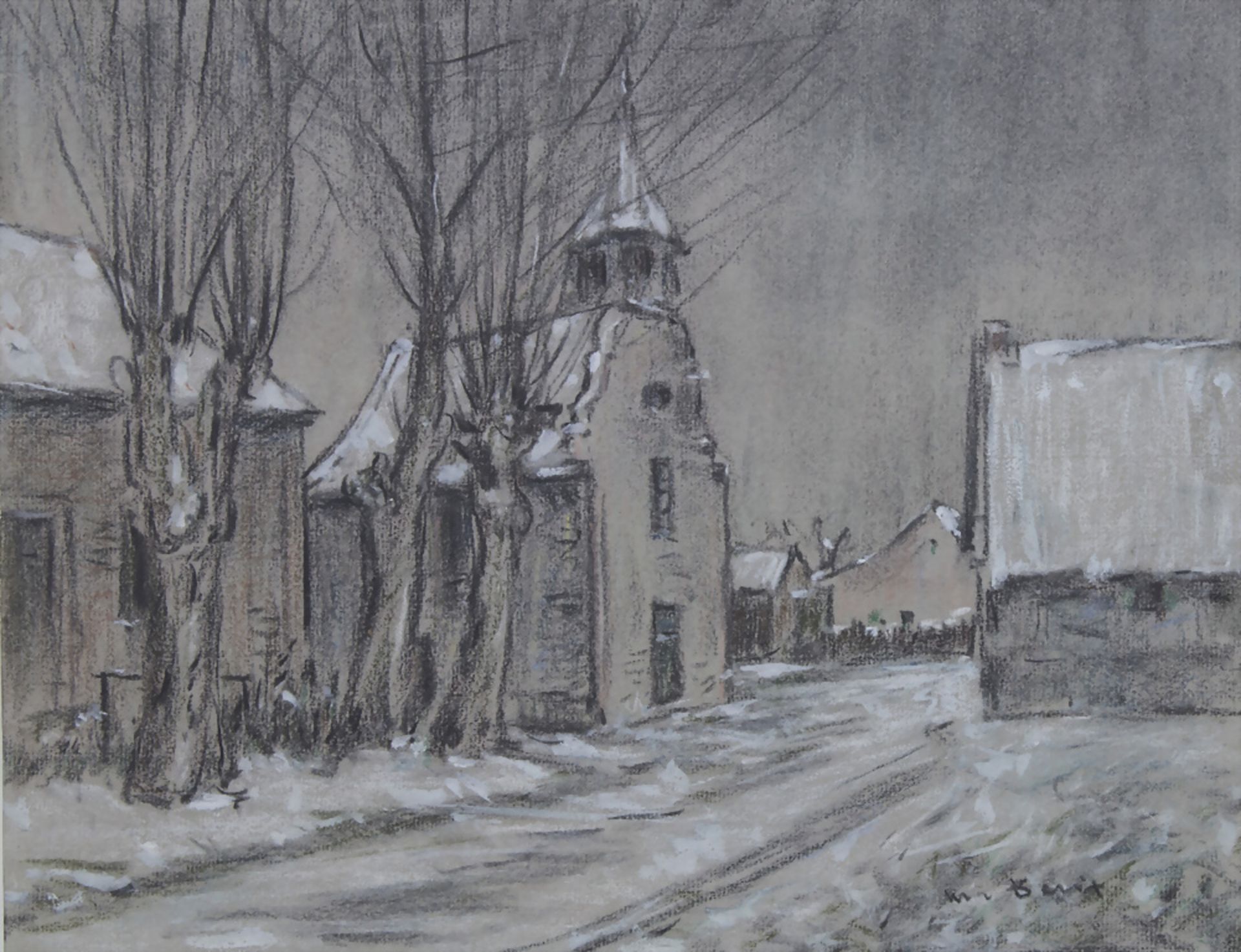 Matthias Derix (1845-1950), 'Dorfstraße am Niederrhein im Winter' / 'A winterly village street'
