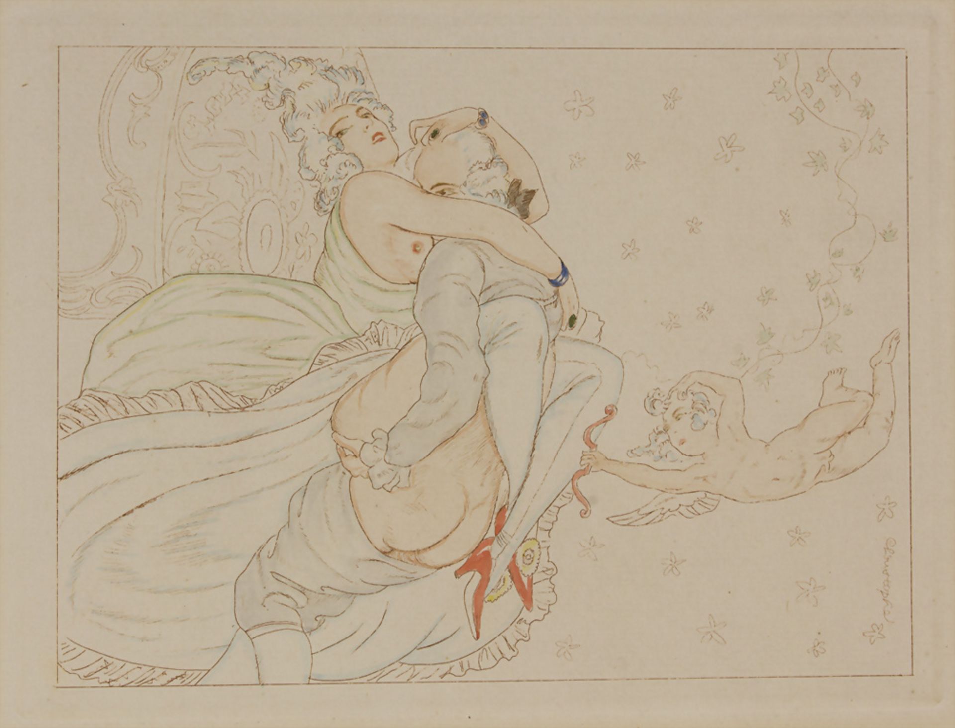 Franz Christophe (1875-1946), Erotica, 'Rokokodame und Herr beim Liebesspiel', um 1900