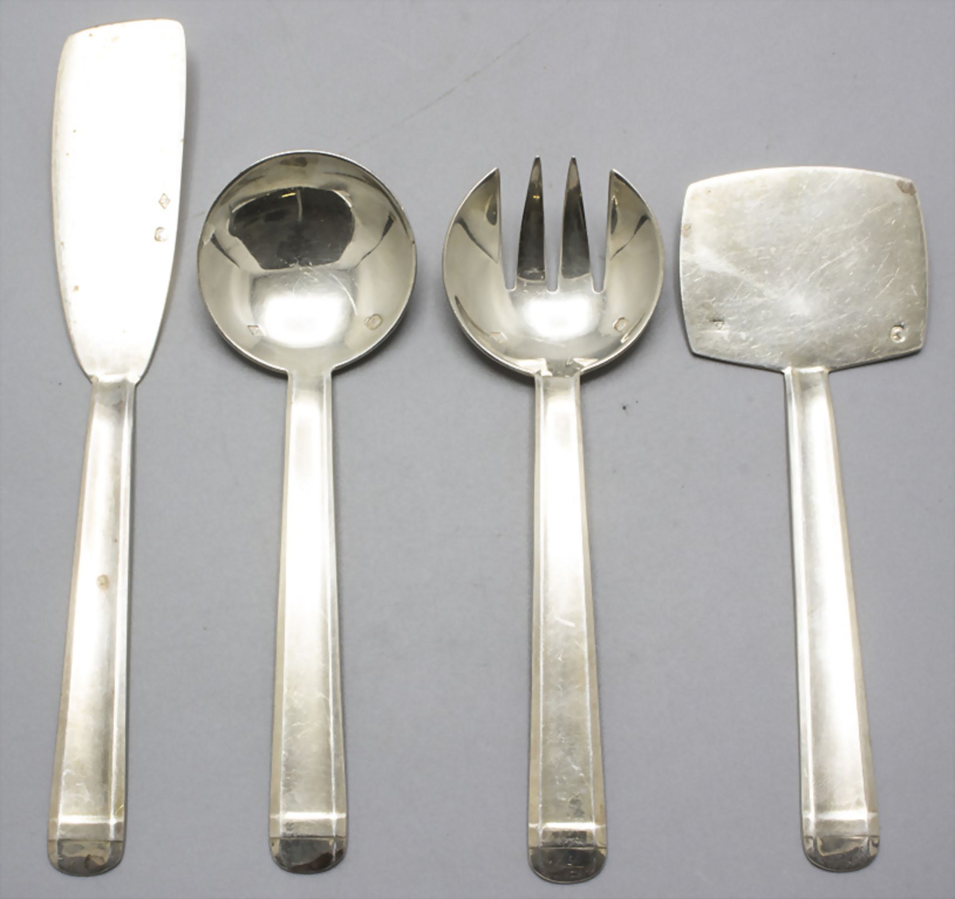 Art Déco Vorlegebesteck / An Art Déco four-part silver serving cutlery, Ernest Prost, nach 1923
