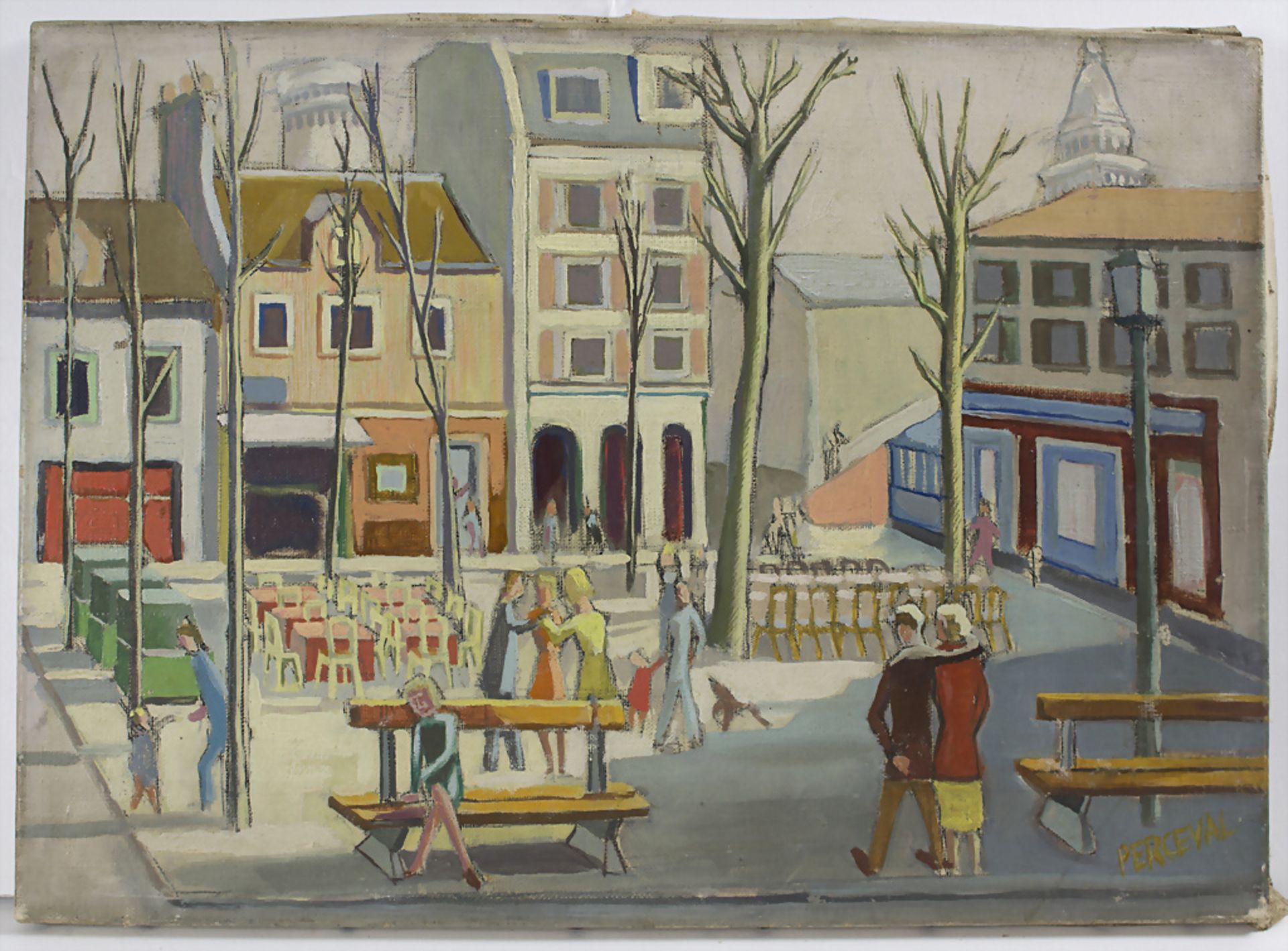 John de Burgh Perceval (1923-2000), 'Am Marktplatz' / 'At the market place', 20. Jh.