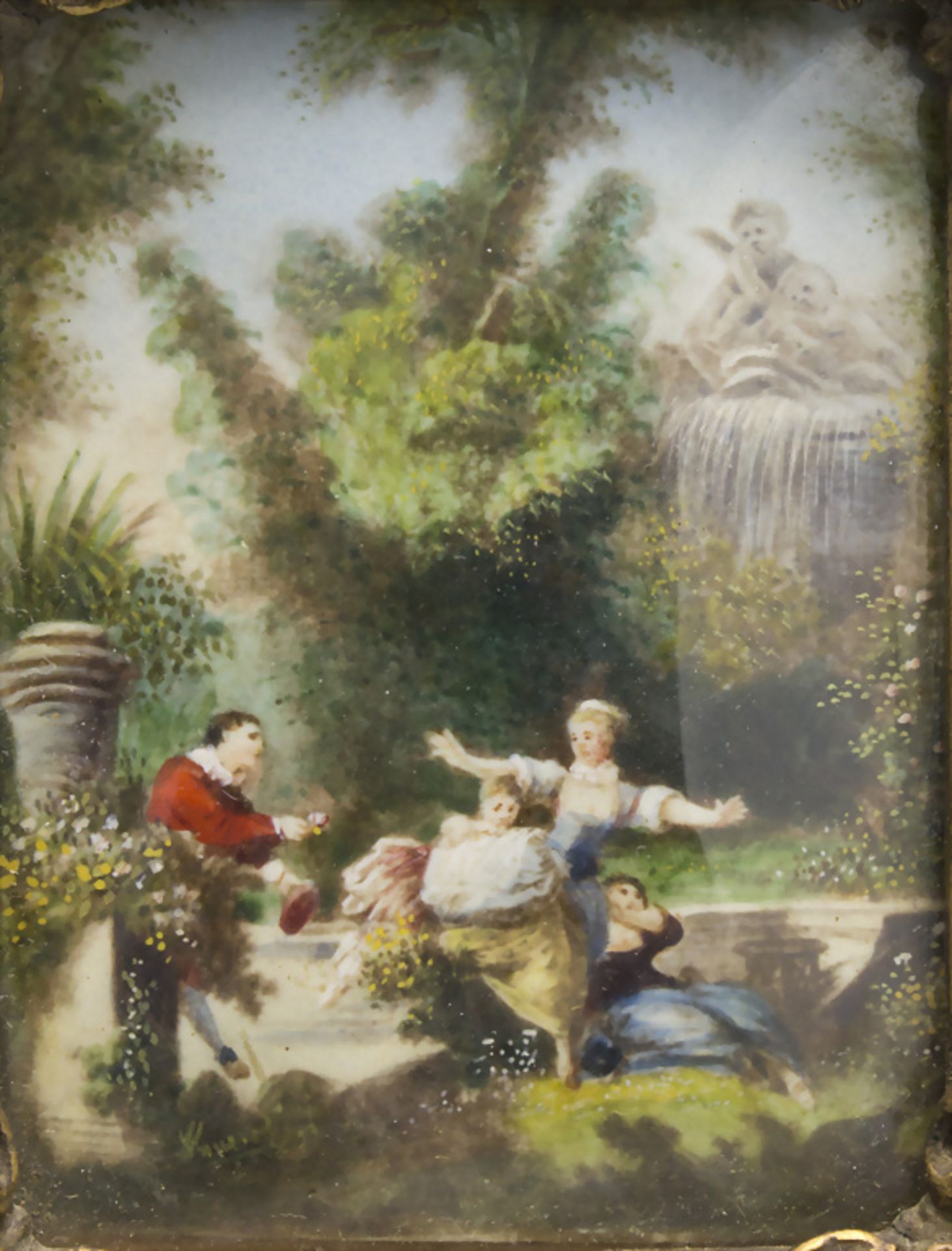 Miniatur 'Fête' / A miniature of a garden party scene, wohl Frankreich, 19. Jh.