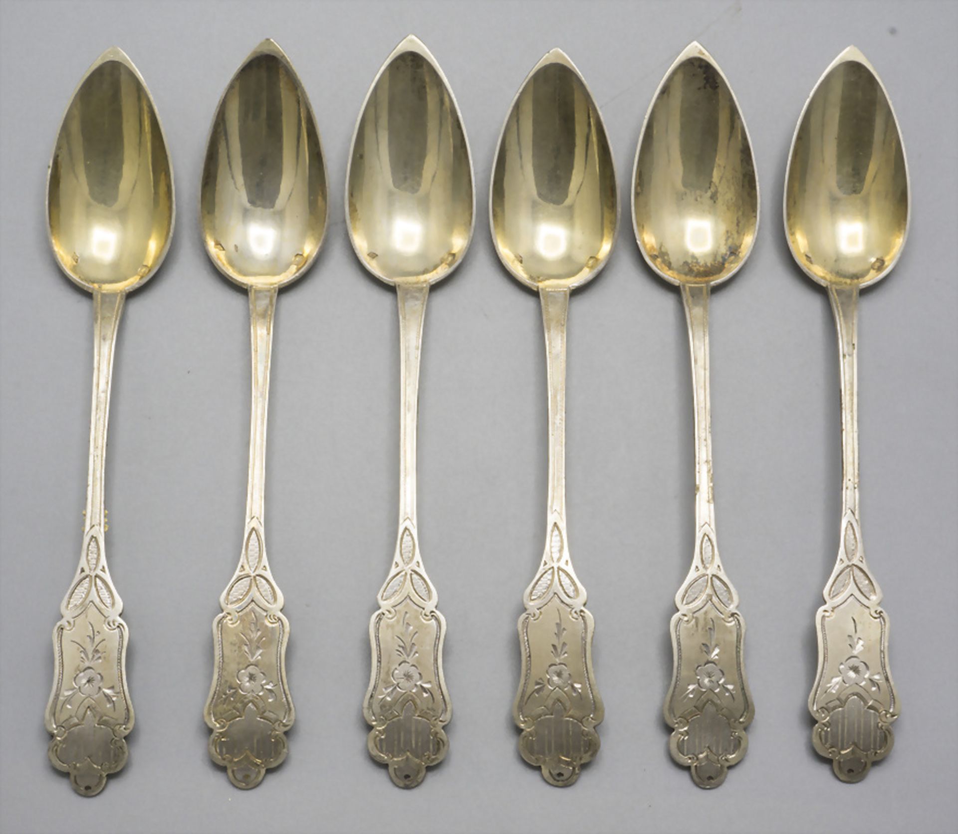 6 Kaffeelöffel / 6 silver tea spoons, Frankreich, um 1880