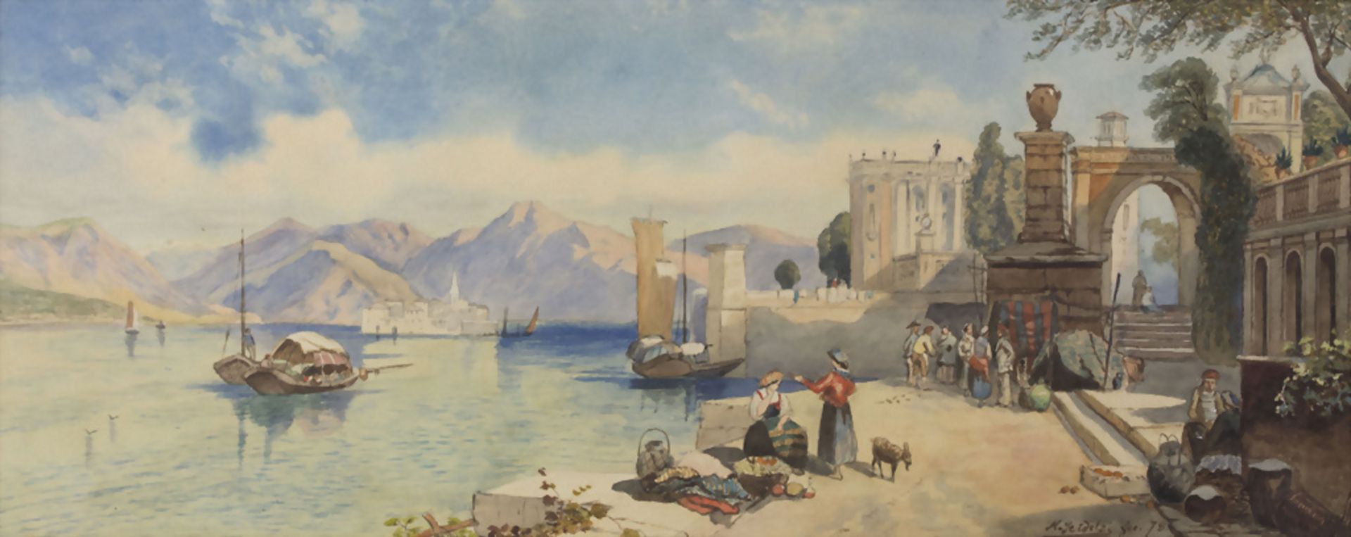 Karl Jeidels (ca.1863-?), 'Mediterrane Hafenlandschaft' / 'A Mediterranean harbour landscape', 1878