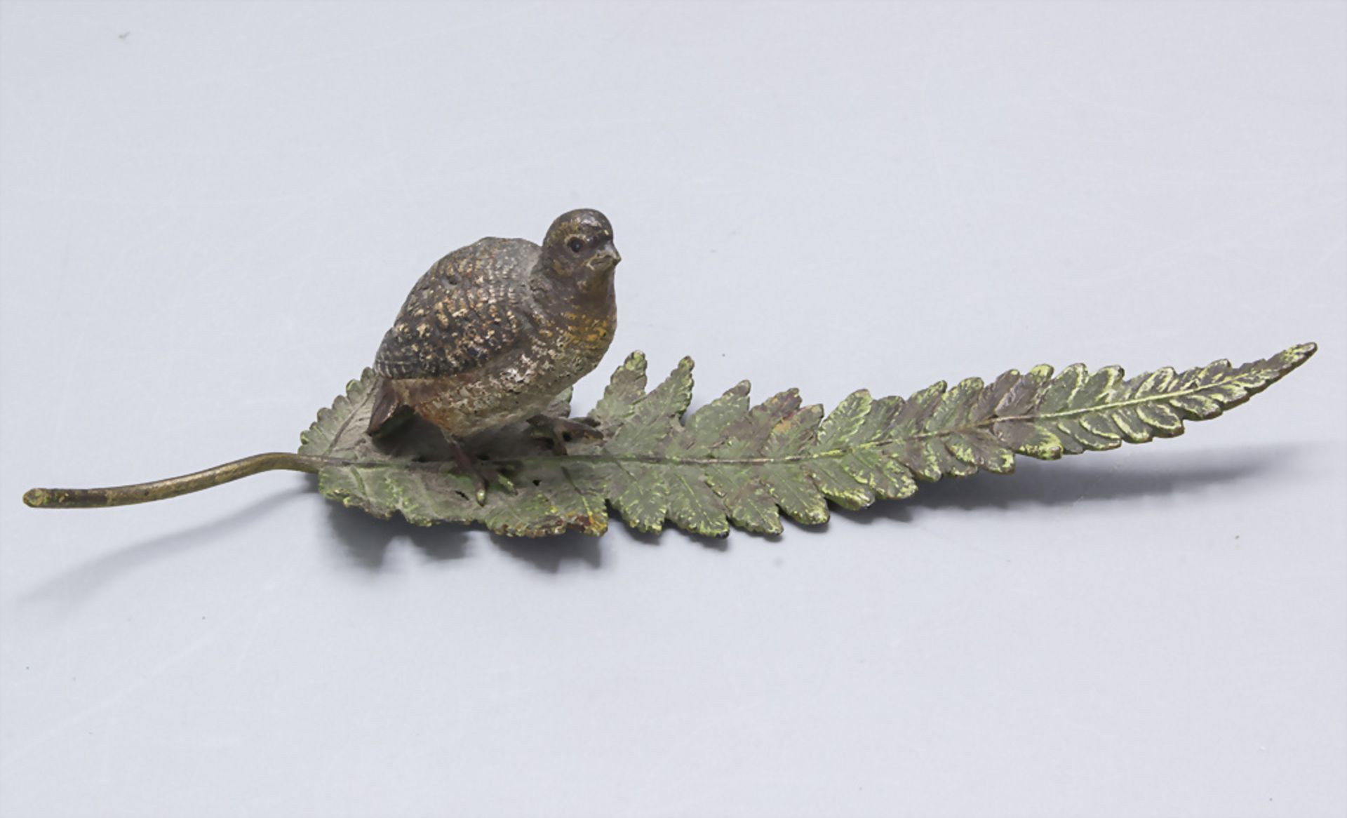 Wiener Bronze, 'Wachtel auf Farnblatt' / 'Quail on fern leaf', um 1900