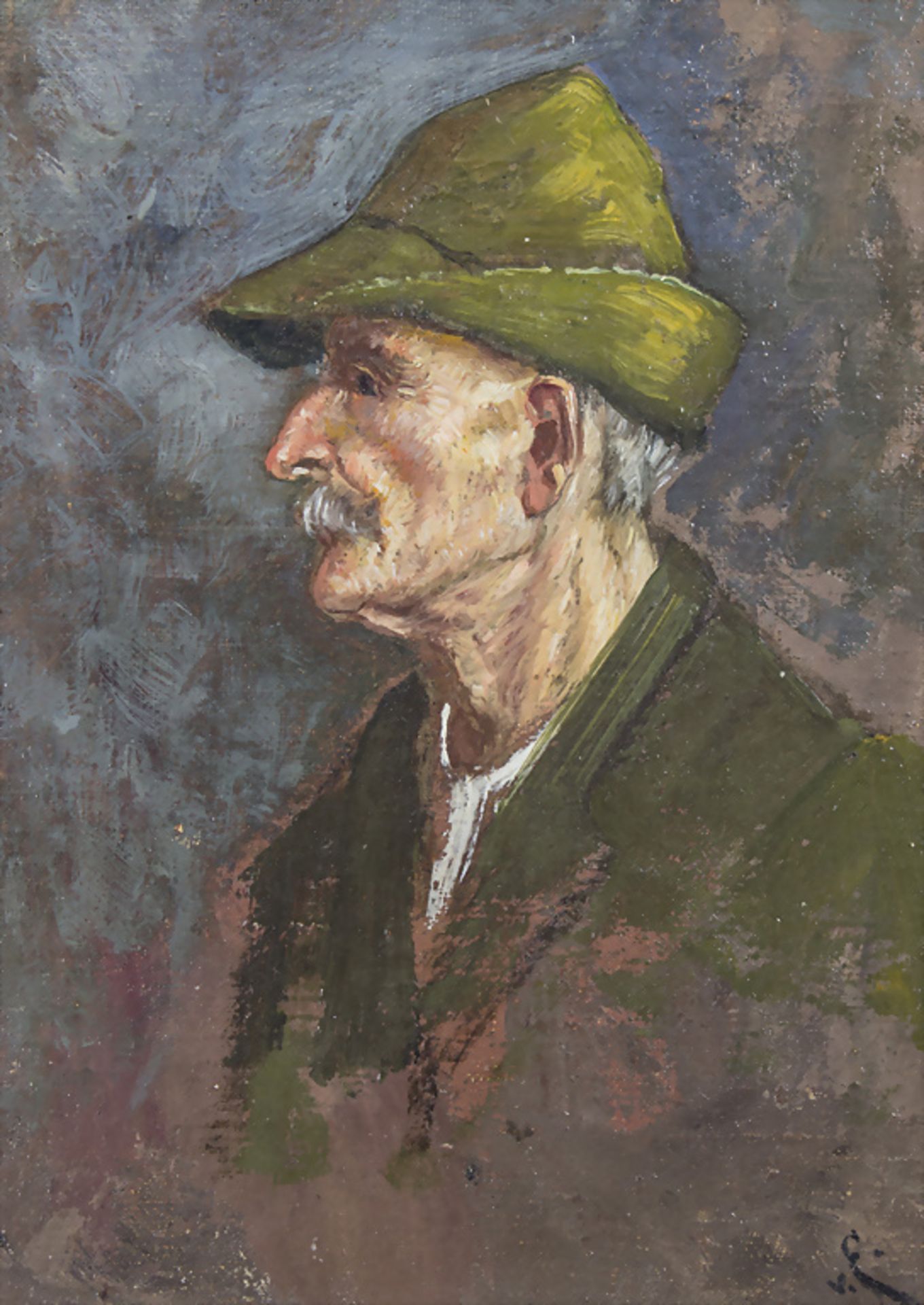 Prof. F.A. Elmar von Eschwege (1856-1935), 'Porträt eines Waldarbeiters' / 'A portrait of a ...