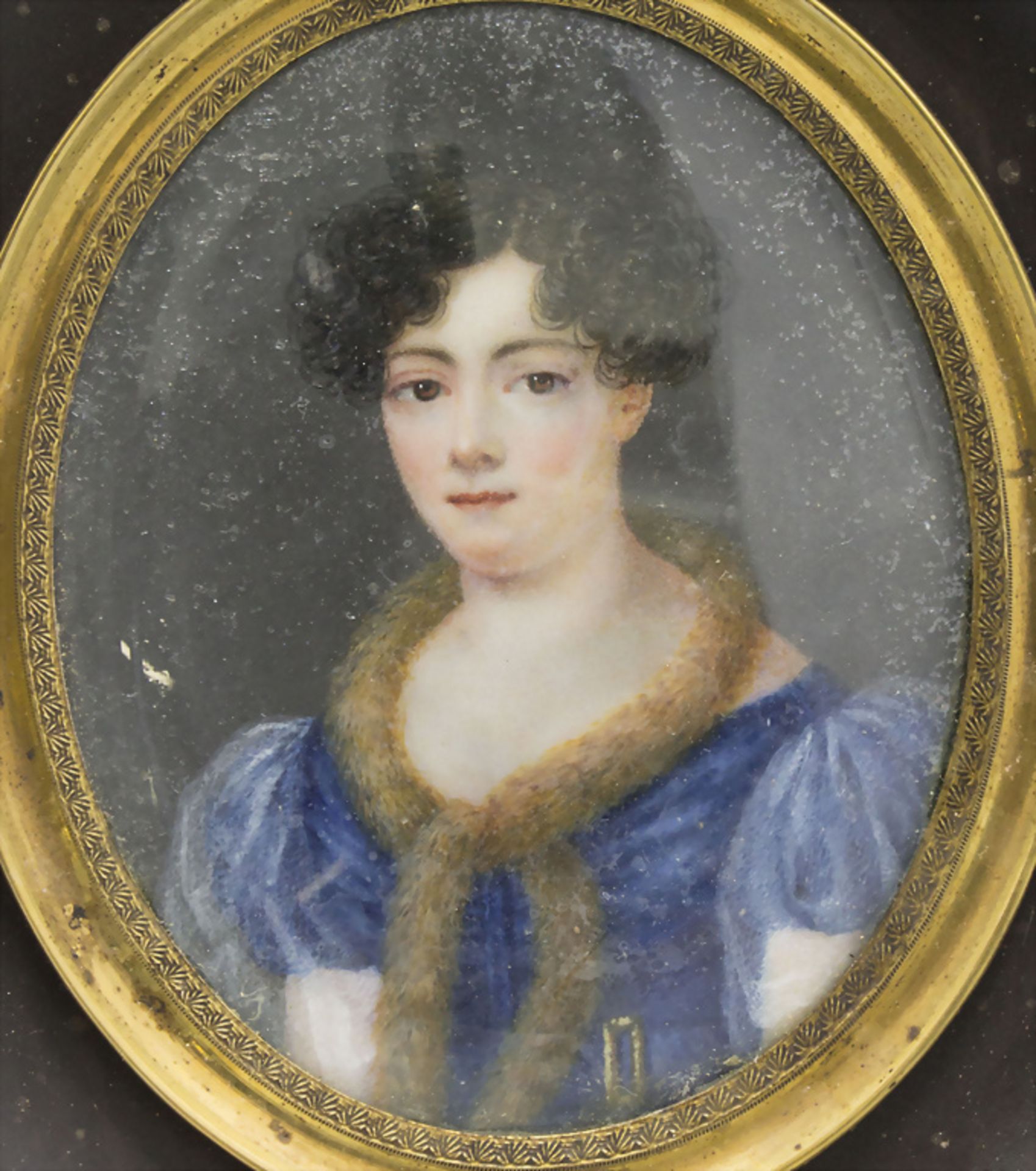 Empire Miniatur Porträt einer jungen Dame / An Empire miniature portrait of a young lady, ...