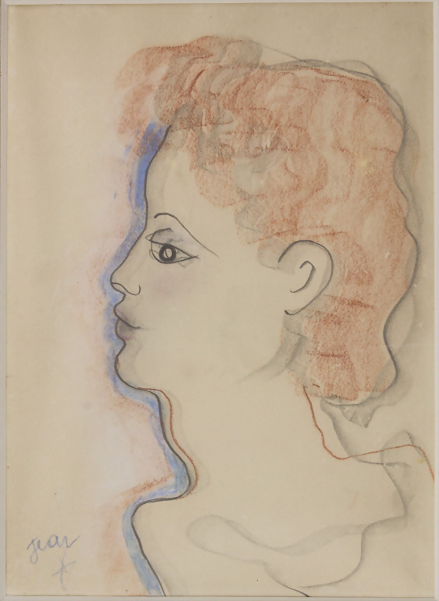 Jean Cocteau (1889-1963), 'Tête de femme' / 'Female head', 20. Jh.