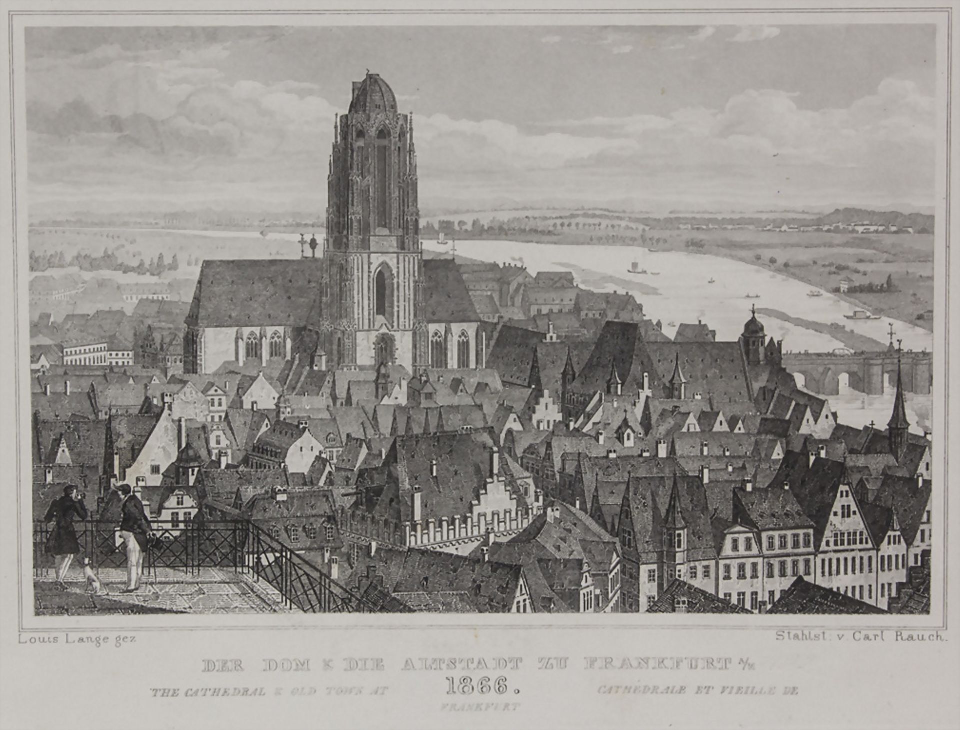 Stich, 'Der Dom & die Altstadt zu Frankfurt 1866' / 'The Cathedral & the Old Town of Frankfurt ...