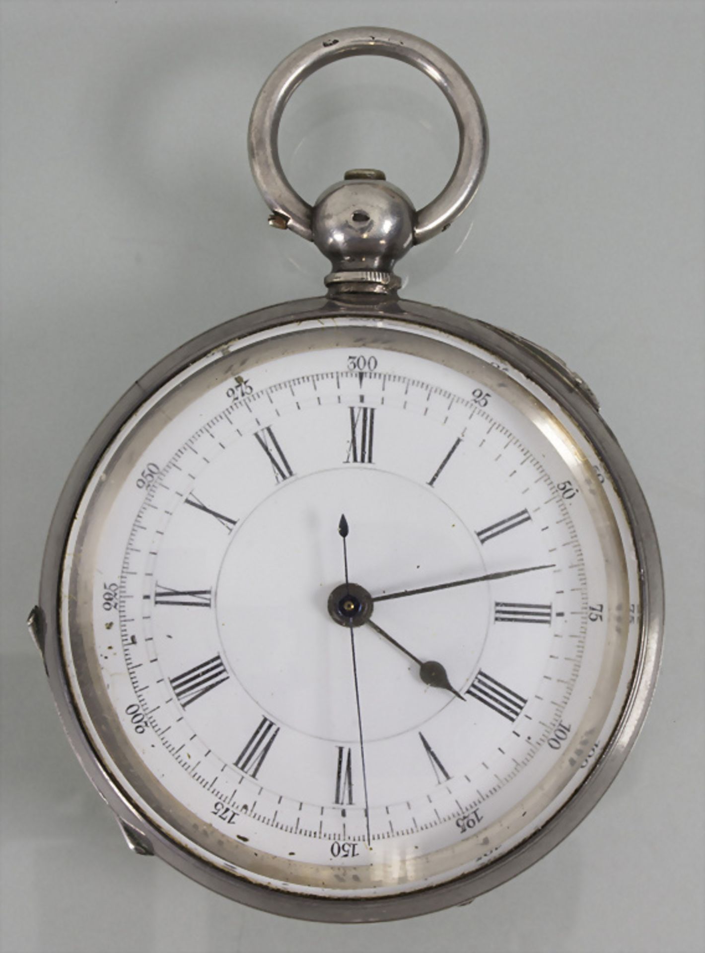 Taschenuhr mit Chronograph / A silver pocket watch with chronograph, Schweiz, 19. Jh.