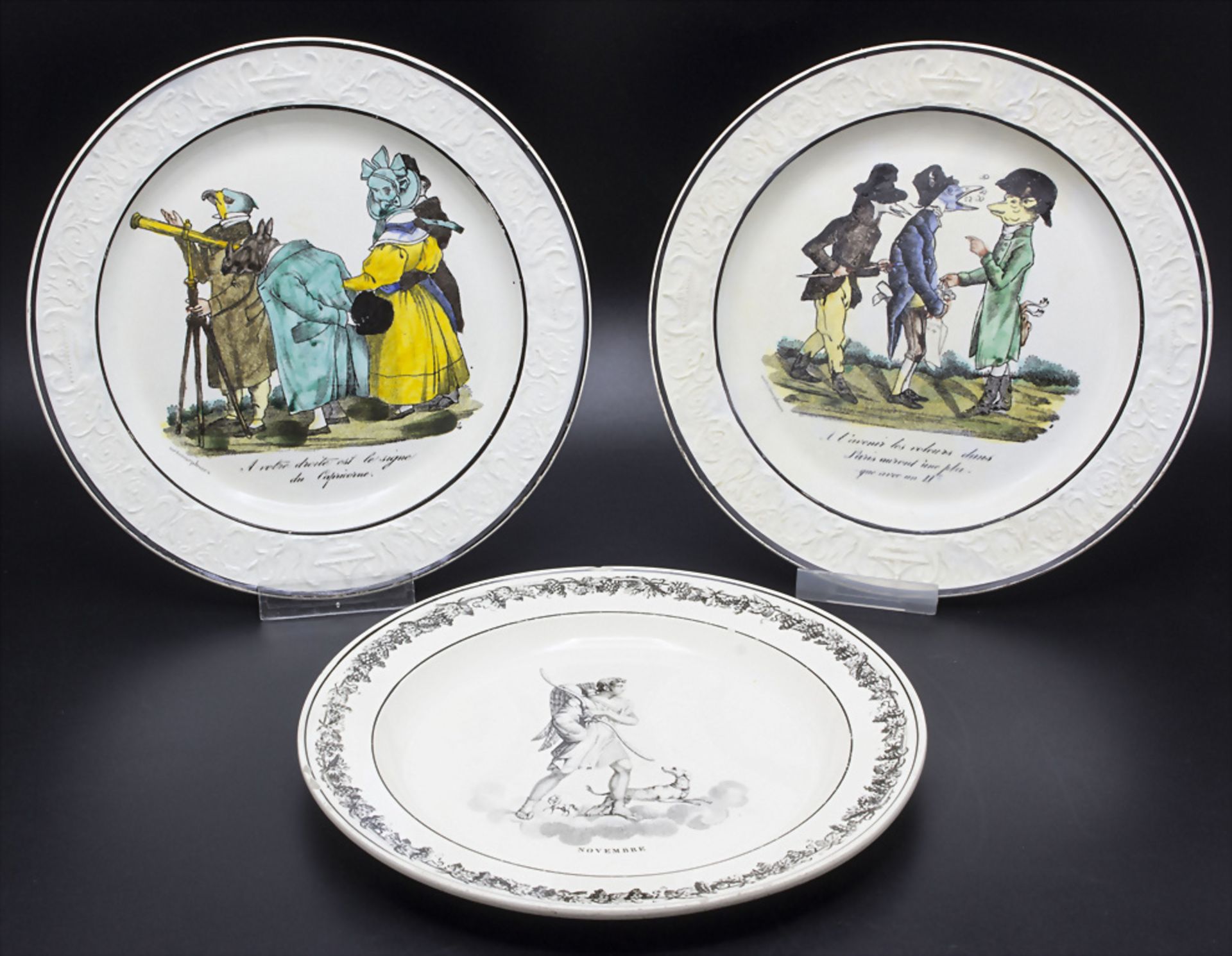 Konvolut Teller / 3 plates, Creil et Montereau, Frankreich, 19. Jh.