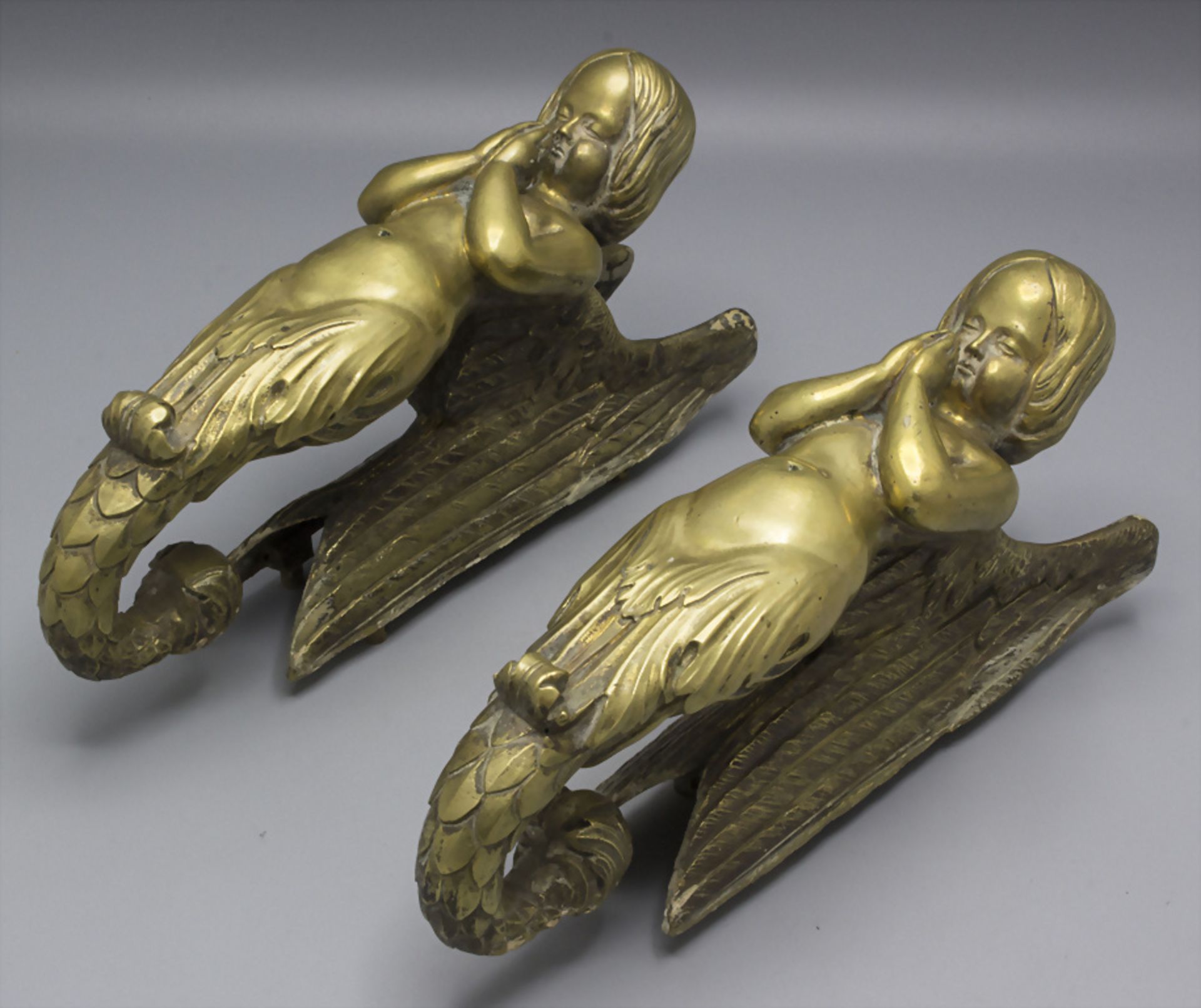 Paar antike Bronze Türöffner / Beschläge / A pair of bronze door opener / fittings, wohl ...