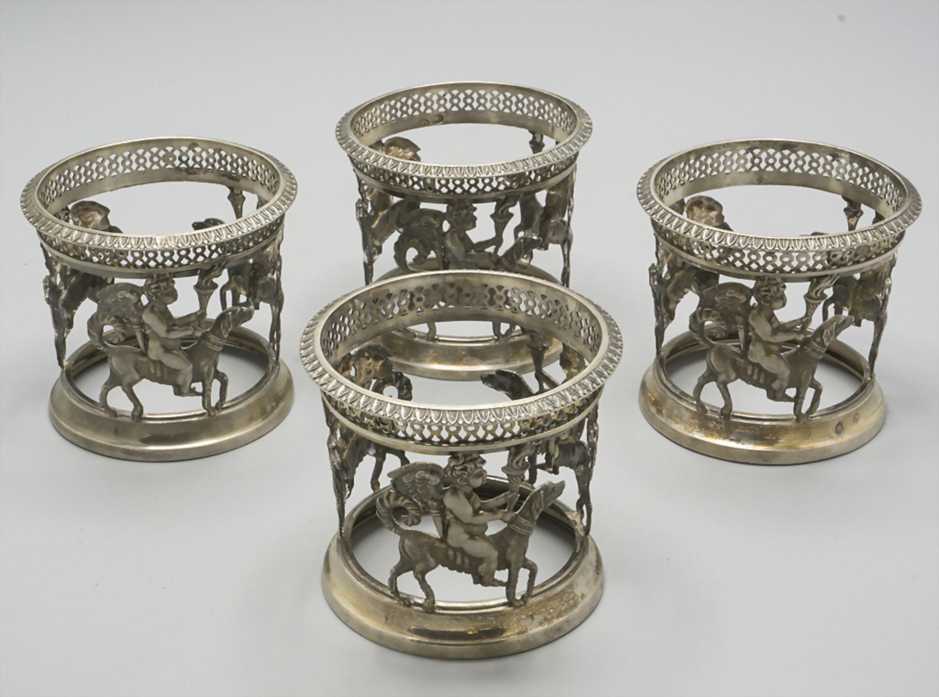 4 Silber Glashalter / A set of 4 silver cup holder, D. Garreau, Paris, 1817-1819