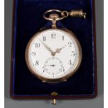 Taschenuhr Gold mit Diebstahlsicherung Schweiz, um 1900, gestempelt 585, Herstellermarke NRF im